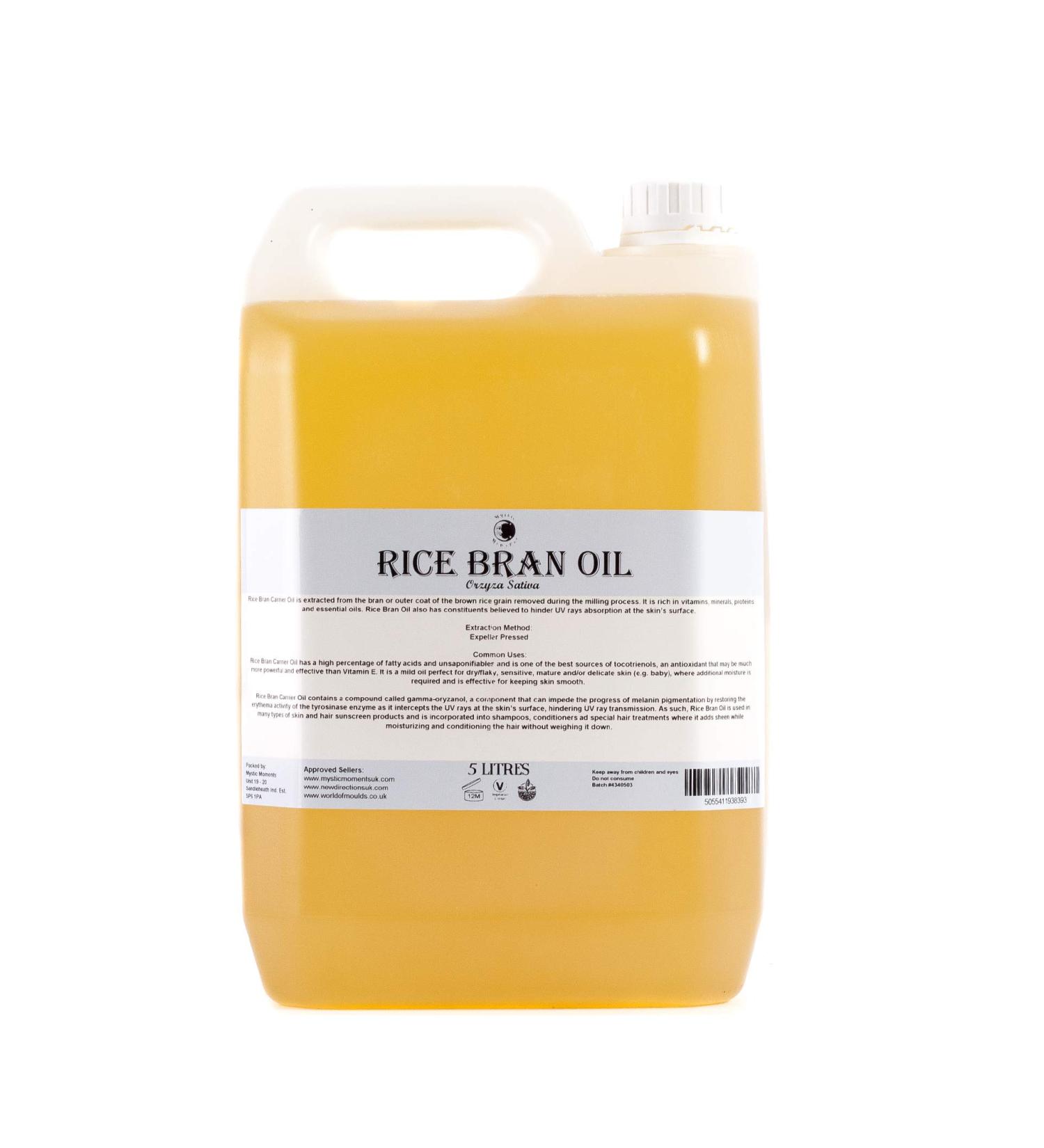 Buy Mystic Moments Rice Bracket Bearing Oil 5L - Pure & Natural Vegan Oil for Hair Face Nails Aromatherapy & Massage - GMO Free - Buy Online on GoSupps.com