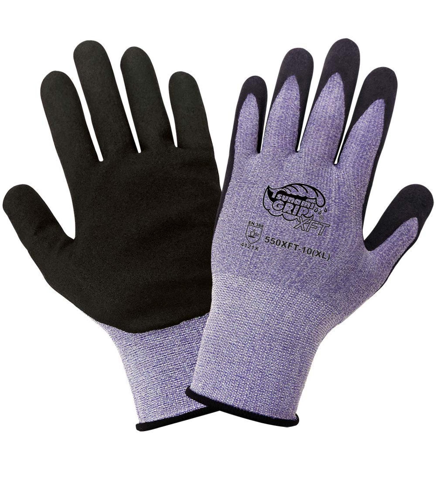 Global Glove 550XFT Tsunami Grip XFT Coated Gloves - Large - Black/Purple - Buy Online on GoSupps.com