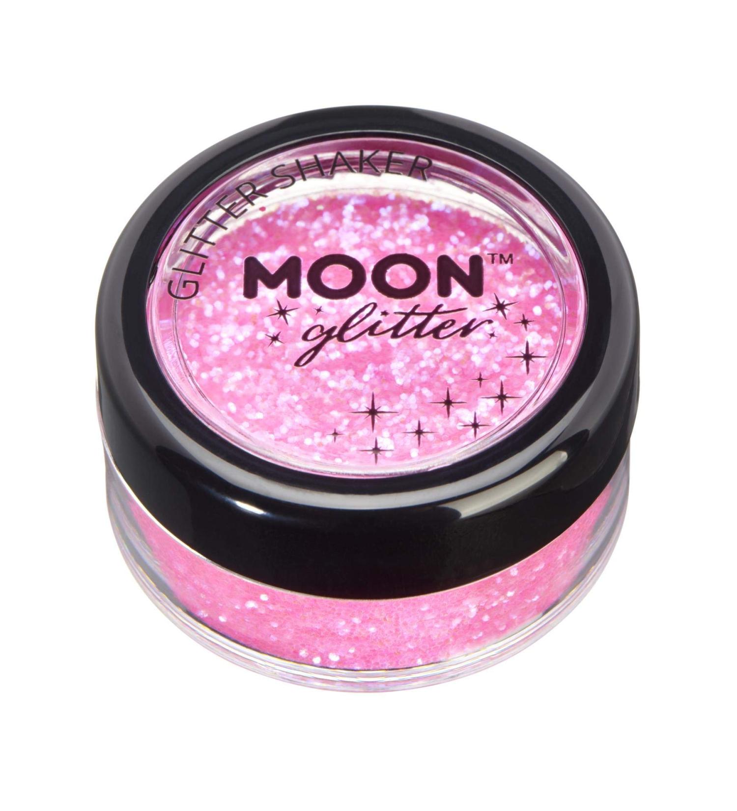 Iridescent Pink Glitter Shaker by Moon Glitter - 5g - Festival Makeup for Face, Body, Nails, Hair & Lips - Buy Online on GoSupps.com