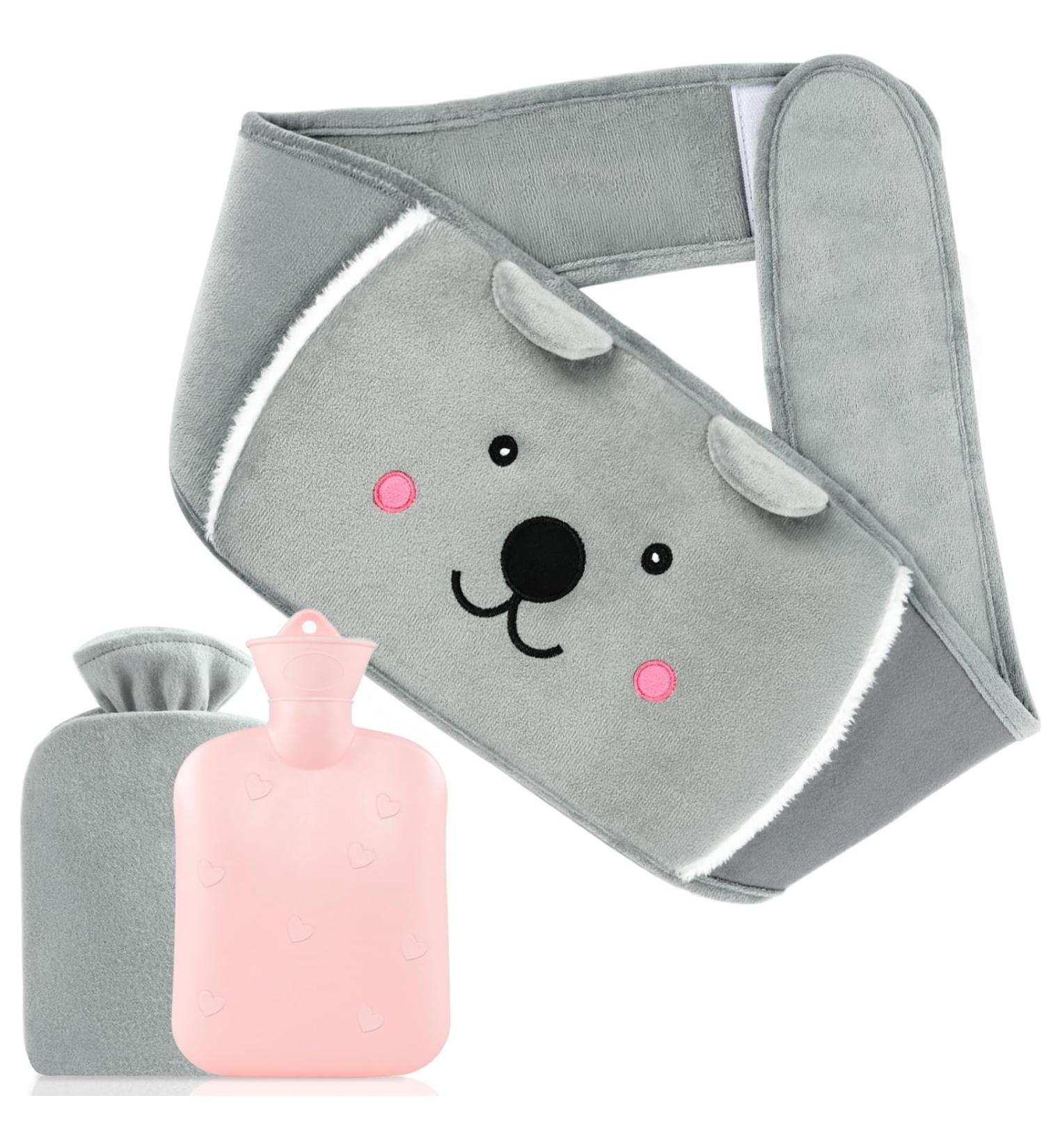 MOKANI Wearable Hot Water Bottle Belt with Flannel Cover - Natural Rubber Hot Water Bag for Women - Portable and Reusable for Pain Relief - Grey - Buy Online on GoSupps.com