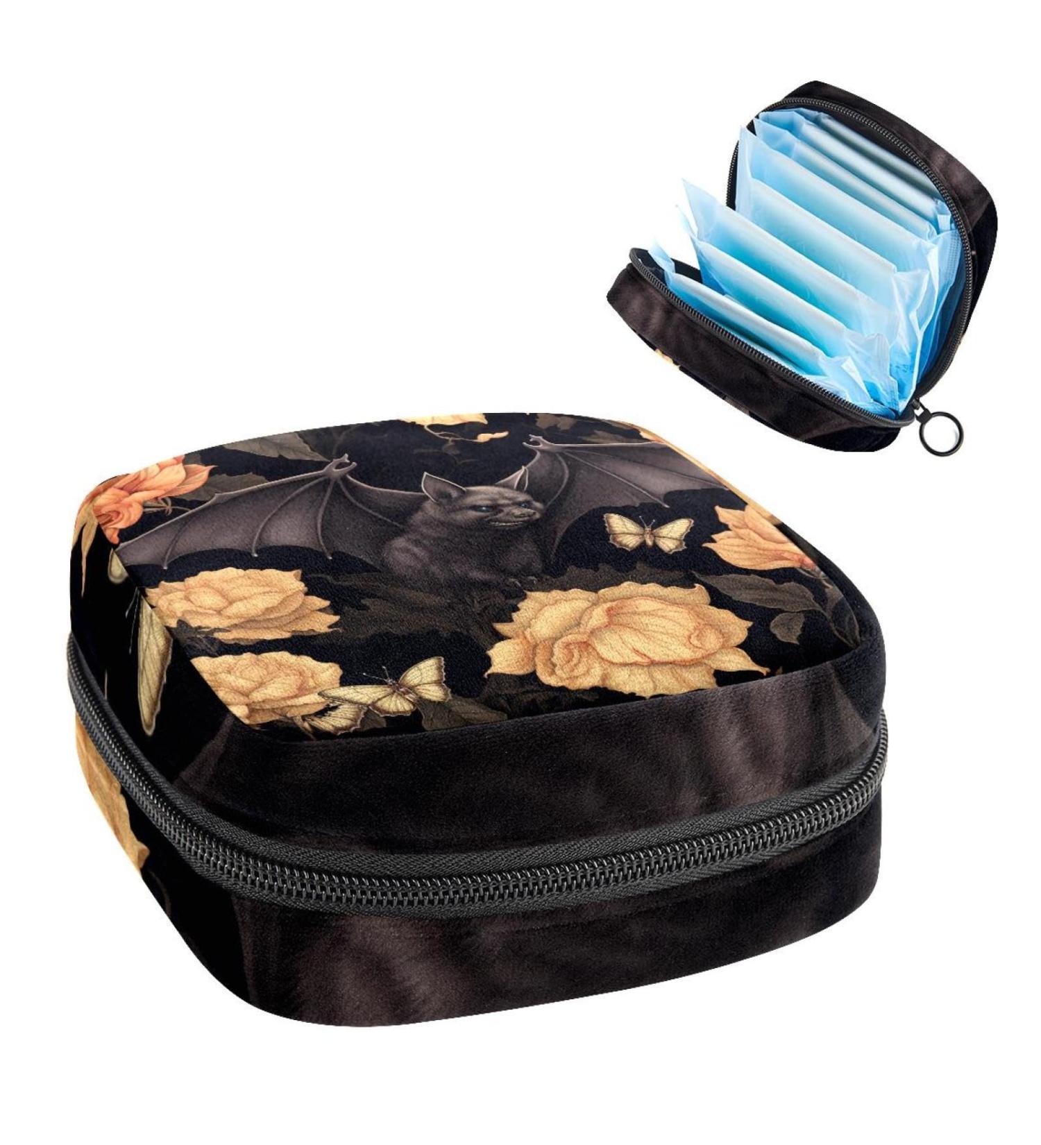 Anna Cowper Halloween Bats Flower Sanitary Napkin Storage Bag - Multi-colored Portable Period Pouch for Women and Teen Girls - Buy Online on GoSupps.com