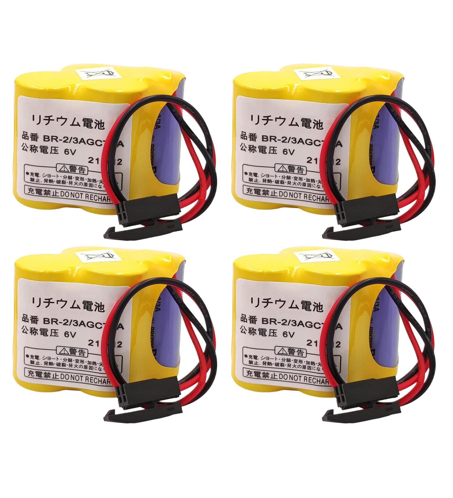 Pack of 4 BR-2/3AGCT4A 6V 4400mAh Replacement Battery for FANUC A98L-0031-0025 CNC System - Black Plug Connector - International Shipping Available - Buy Online on GoSupps.com