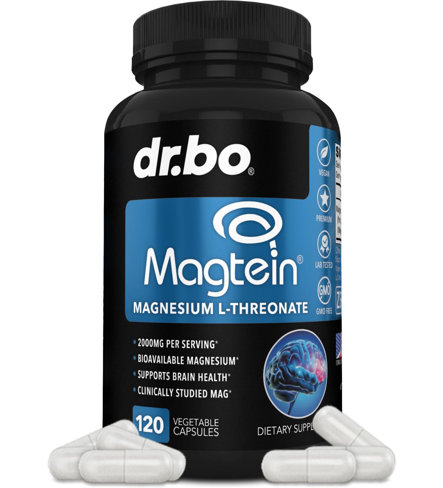 Magnesium L-Threonate Magtein Capsules - Magtein Magnesium L-Threonate 2000mg Supplement Capsules for Brain Health Memory Sleep & Cognitive Support - Pure Treonato de Magnesio Supplement - 120 Caps - Buy Online on GoSupps.com