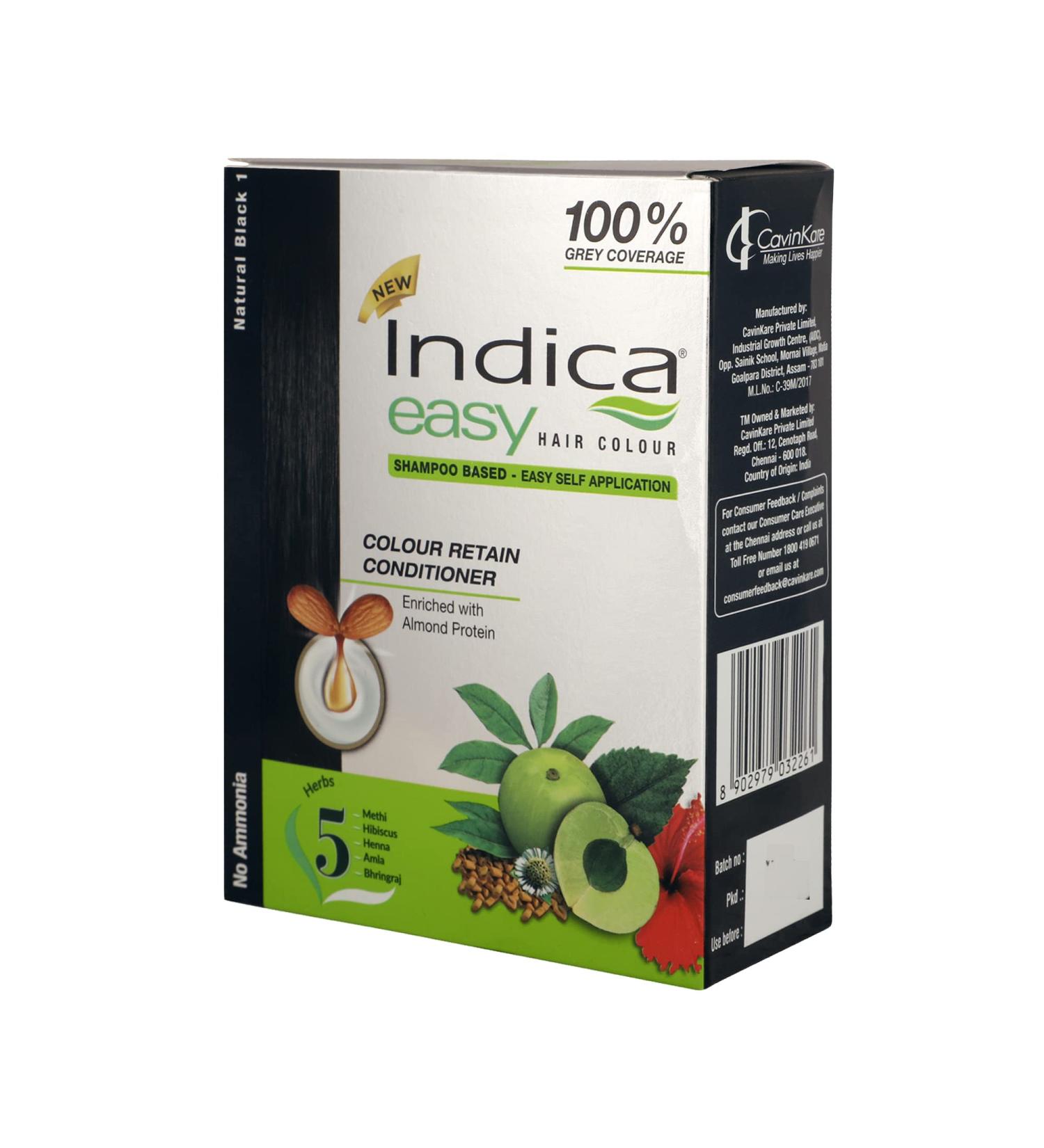 Indica Easy Shampoo Hair Colour Black - Pack of 3 | 3.3 Fl Oz (Pack of 1) - Buy Online on GoSupps.com