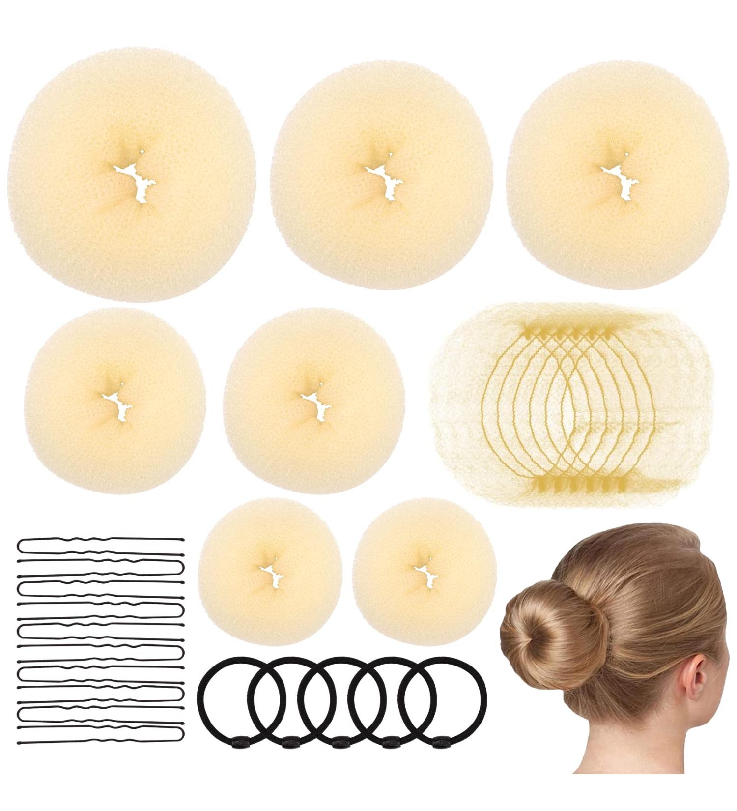 Bekecidi 7-Piece Hairstyle Set - Dutt Pillow Donut Maker U-Shape Hairpins Hair Net & Tie for Women & Children - Perfect for Weddings - Buy Online on GoSupps.com