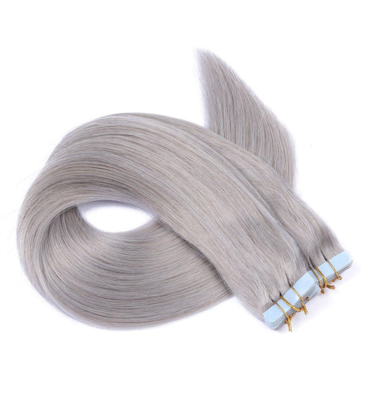 Shop 100% Remy Tape-In Hair Extensions - Silver 60cm 60 Tresses | Premium Quality by Novon Hair Extensions - Buy Online on GoSupps.com