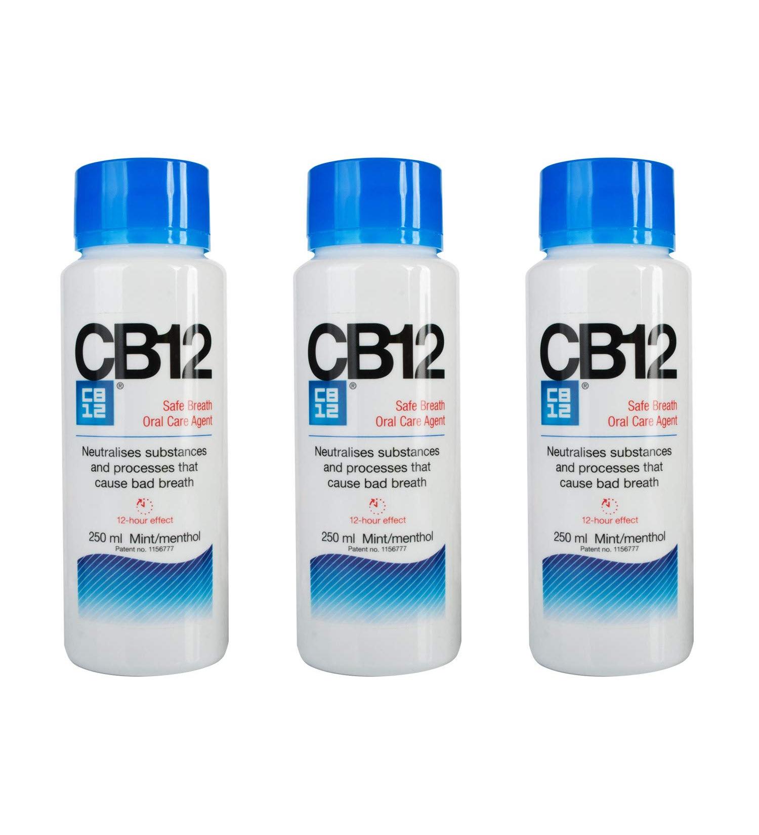 THREE PACKS of CB12 Mint Menthol Mouthwash 250ml