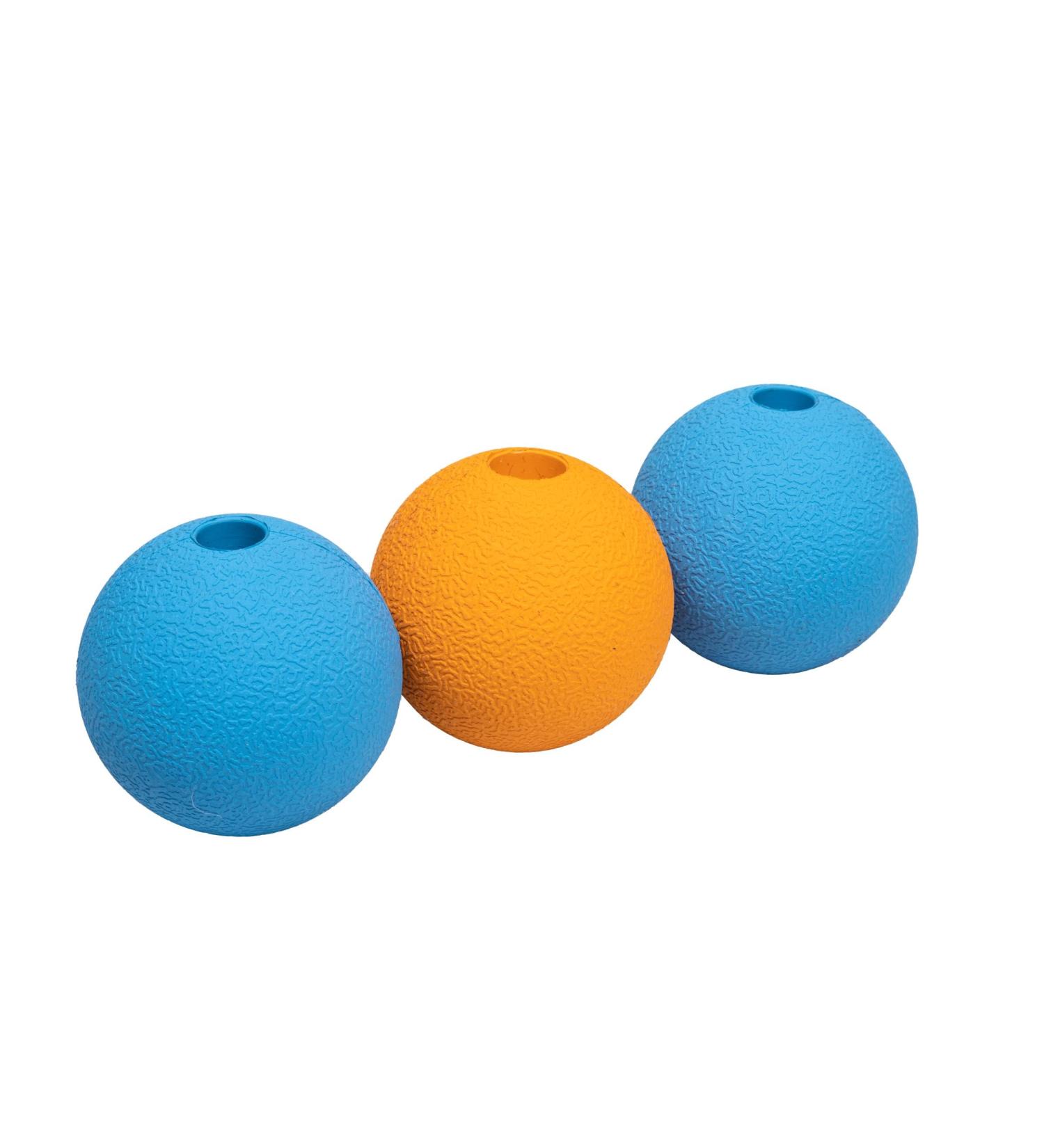 Amazon Basics Supreme Rubber Dog Play Balls - 6.4 cm (3-Pack) in Blue & Orange | Durable Dog Toys for International Shipping - Buy Online on GoSupps.com