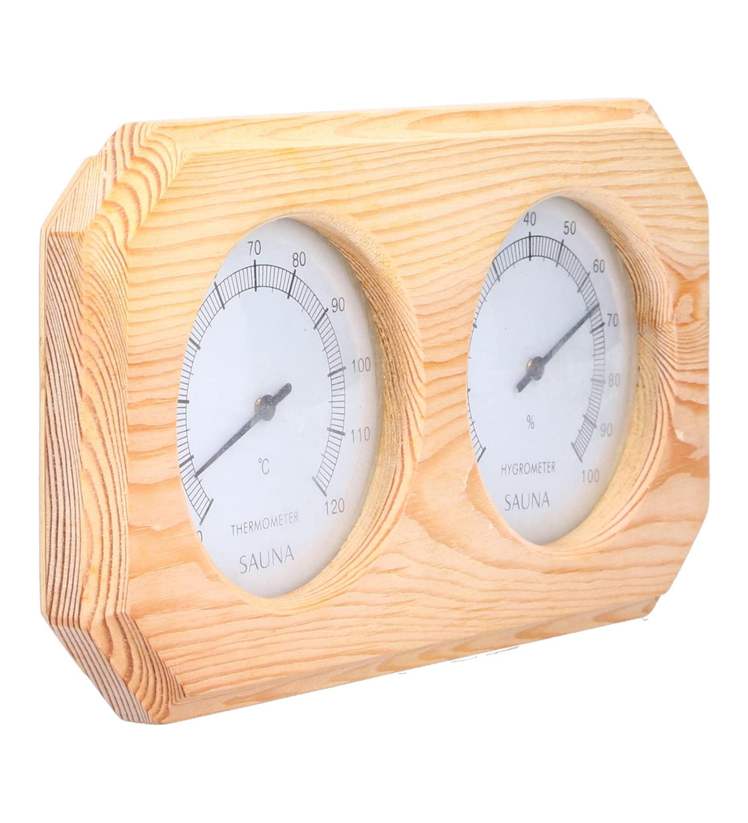 Fuik Sauna Thermometer & Wooden Thermohygrometer - Large Dial for Clubs Gyms & Family Saunas | International Shipping - Buy Online on GoSupps.com