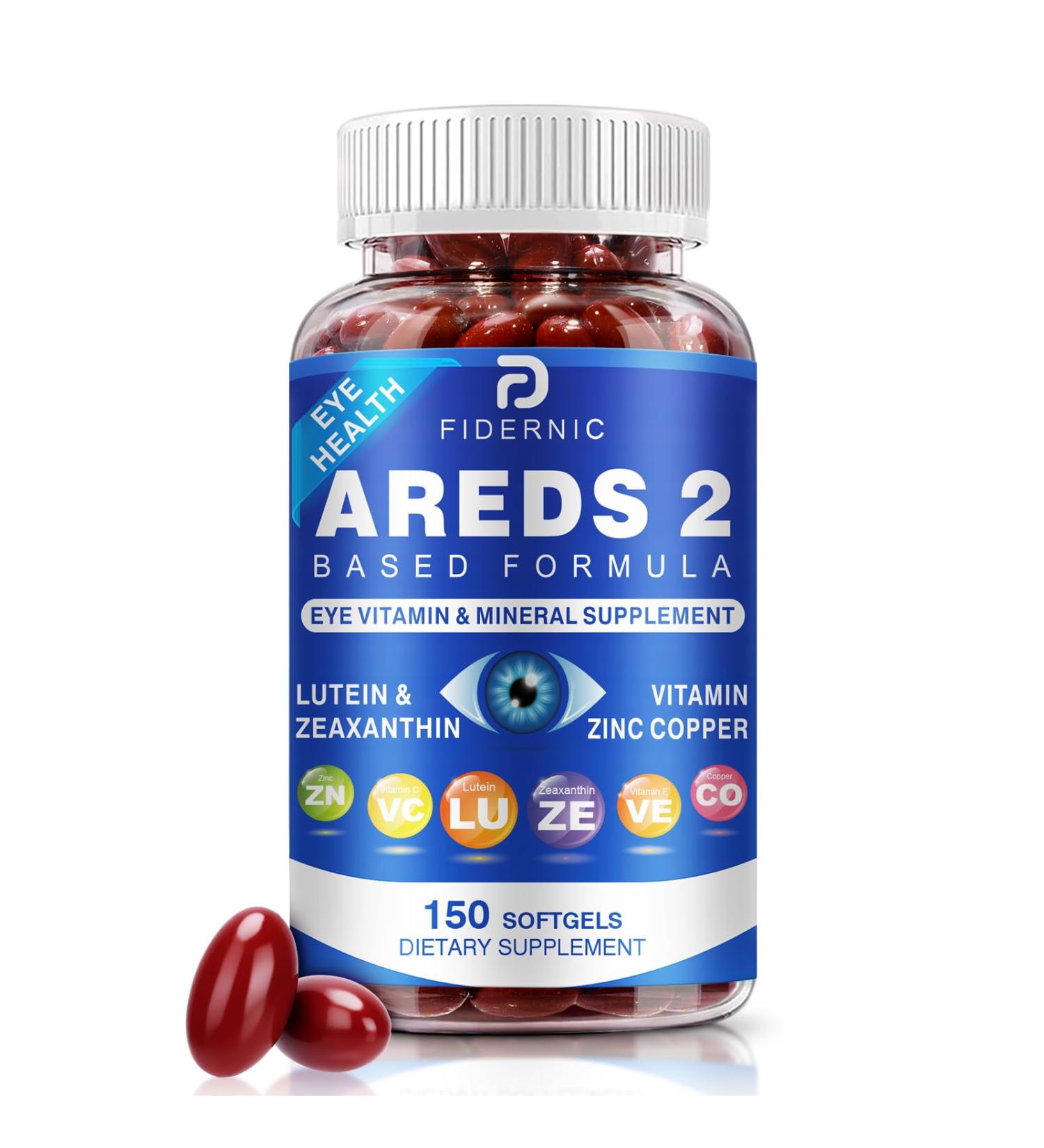 AREDS 2 Eye Vitamin & Mineral Supplement Lutein and Zeaxanthin Supplement, Vitamin C & E, Zinc & Copper for Blue Light Protection, Eye Health Support, Eyebright, Eye Doctor Trusted 150 Softgels 150 Count (Pack of 1) - Buy Online on GoSupps.com