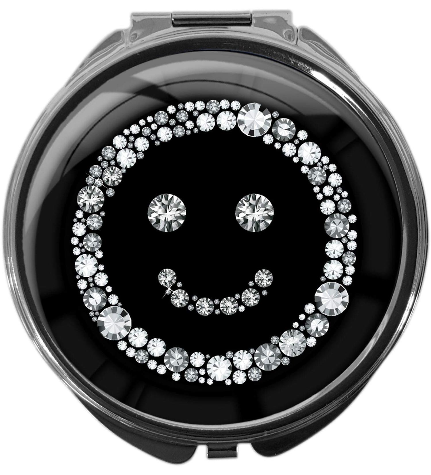 Shop Round Metal Pill Box with Mirror - 3 Compartments | SMILEY #1112 - International Shipping Available - Buy Online on GoSupps.com