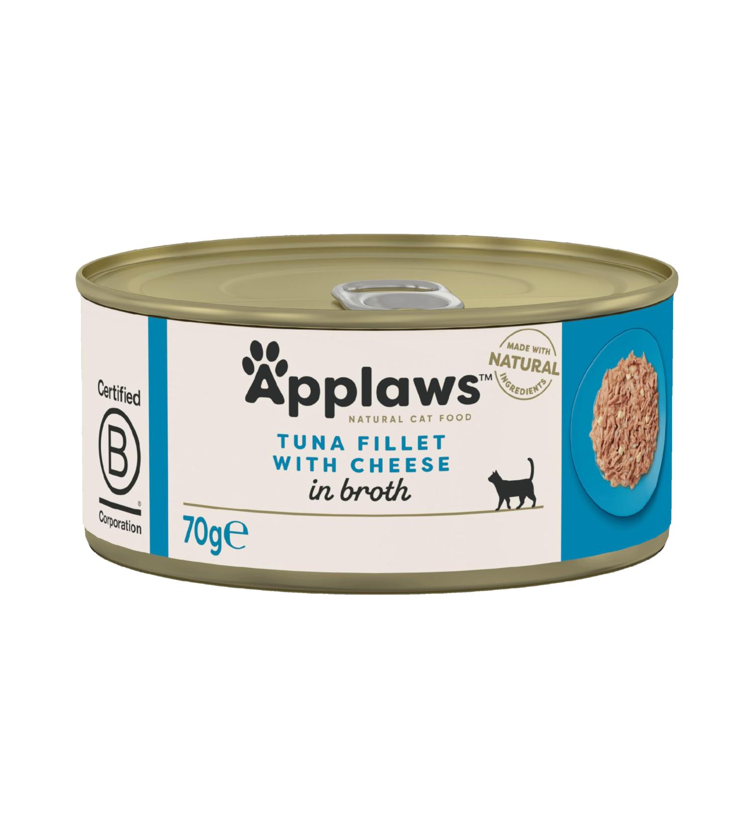 Applaws Premium Natural Cat Food Wet Tuna with Cheese in Broth - 70g Can (24 Pack) - High-Quality Nutrition for Your Cat - Buy Online on GoSupps.com