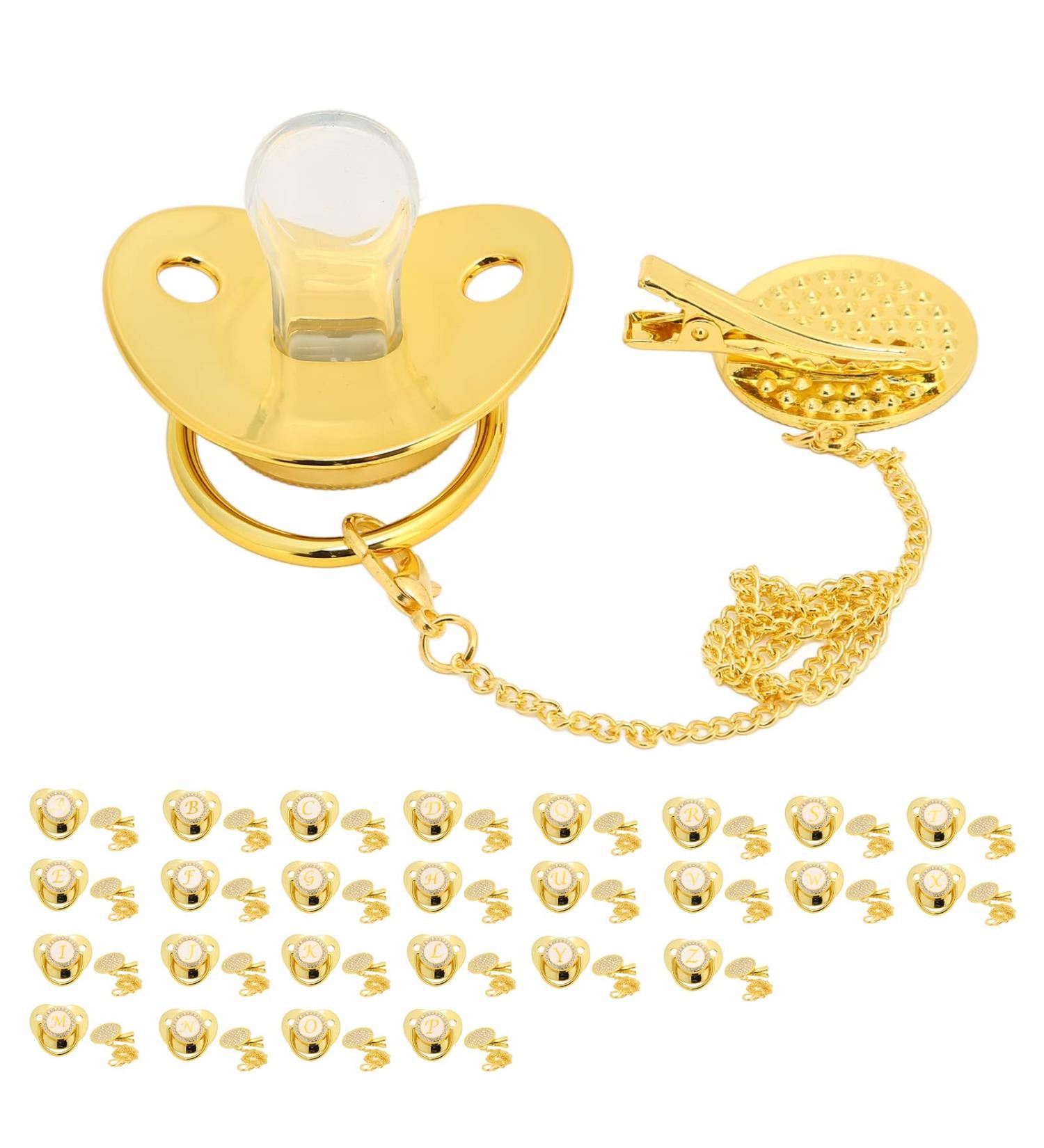 Personalized Golden Baby Pacifier | Safe Curved Design | 26 Letters | Healthy Bling | Essentials for 6-18 Months - Buy Online on GoSupps.com