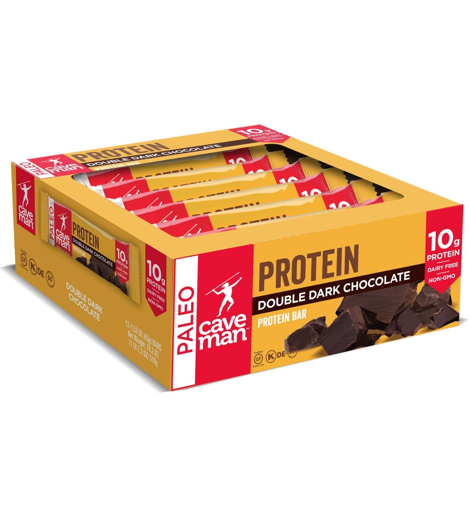 Caveman Foods Double Dark Chocolate Protein Bars - 12 Pack (1.52 oz Each) - Buy Online on GoSupps.com