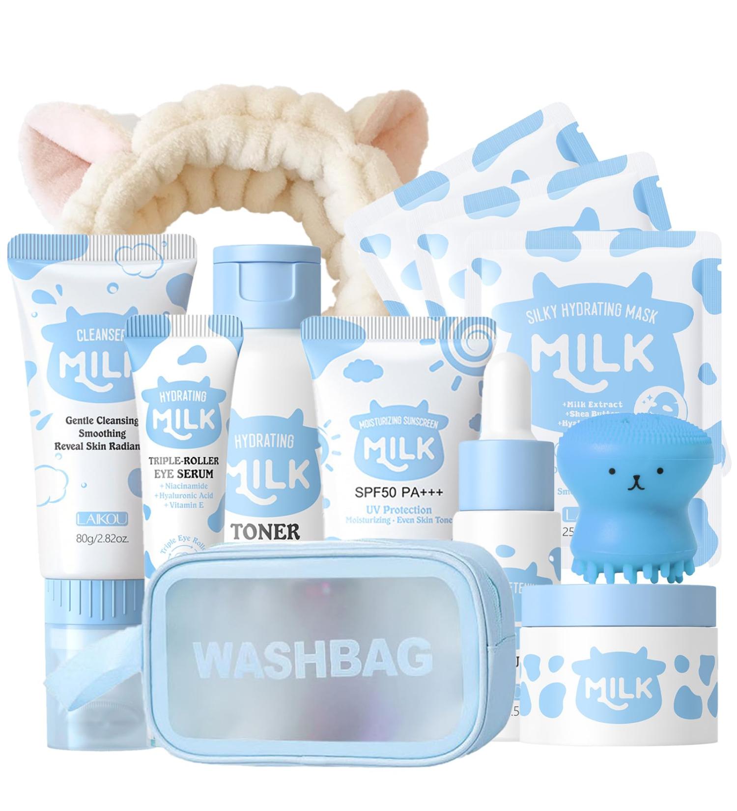 12 IN 1 Milk skin care set for hydrating skin