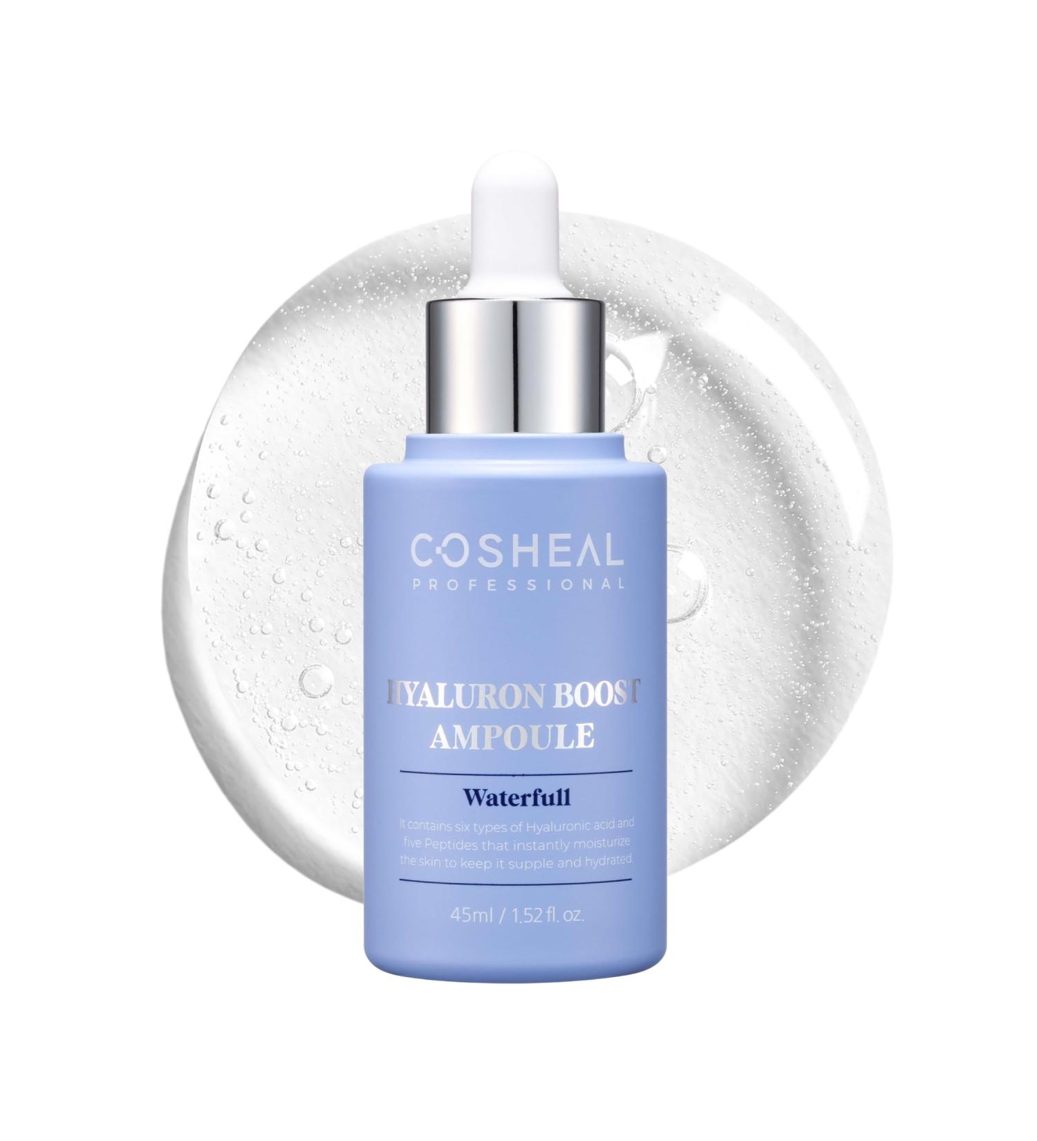 COSHEAL Hyaluron Boost Ampoule 1.52 fl oz, Deep Hydration Serum with 6 Types of Hyaluronic Acids & 5 Peptides, Barrier Support & Glass Skin Glow, Non-greasy, Hypoallergenic, Korean Skin care - Buy Online on GoSupps.com