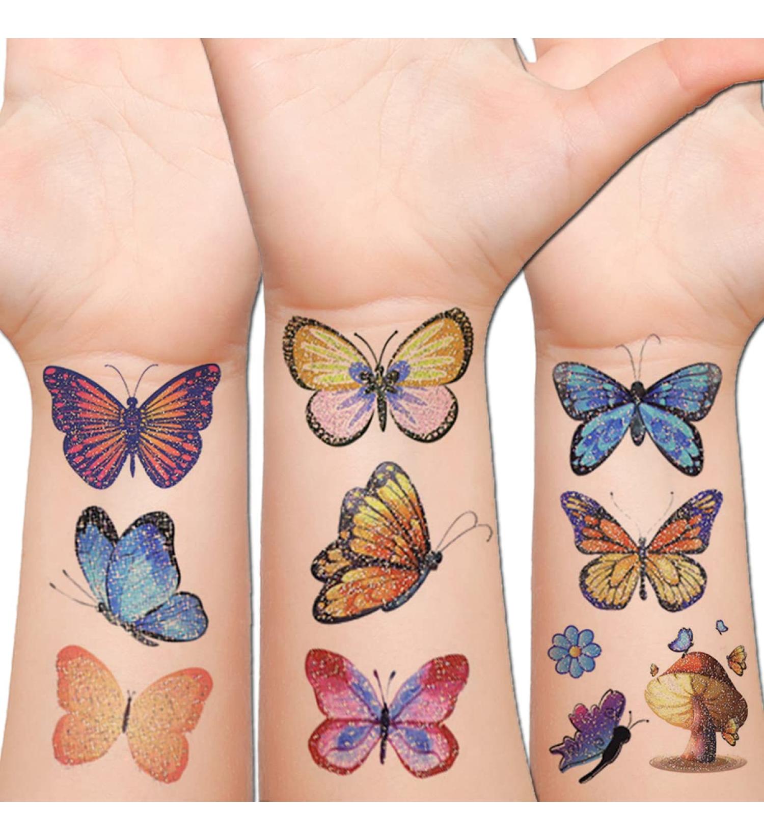 Hohamn Glitter Butterfly Tattoos - 12 Sheets Temporary Glitter Art for Kids, Girls & Women - Buy Online on GoSupps.com