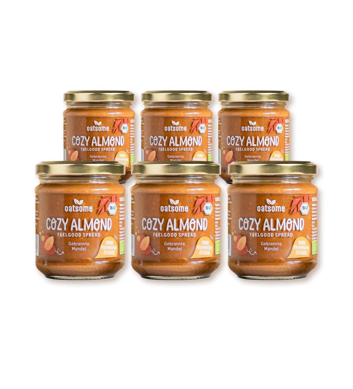 Oatsome 6 Set Cozy Almond - Vegan Feelgood Spread | 100% Natural No Sugar No Palm Oil | Creamy Breakfast Snack | 6x190g - Buy Online on GoSupps.com