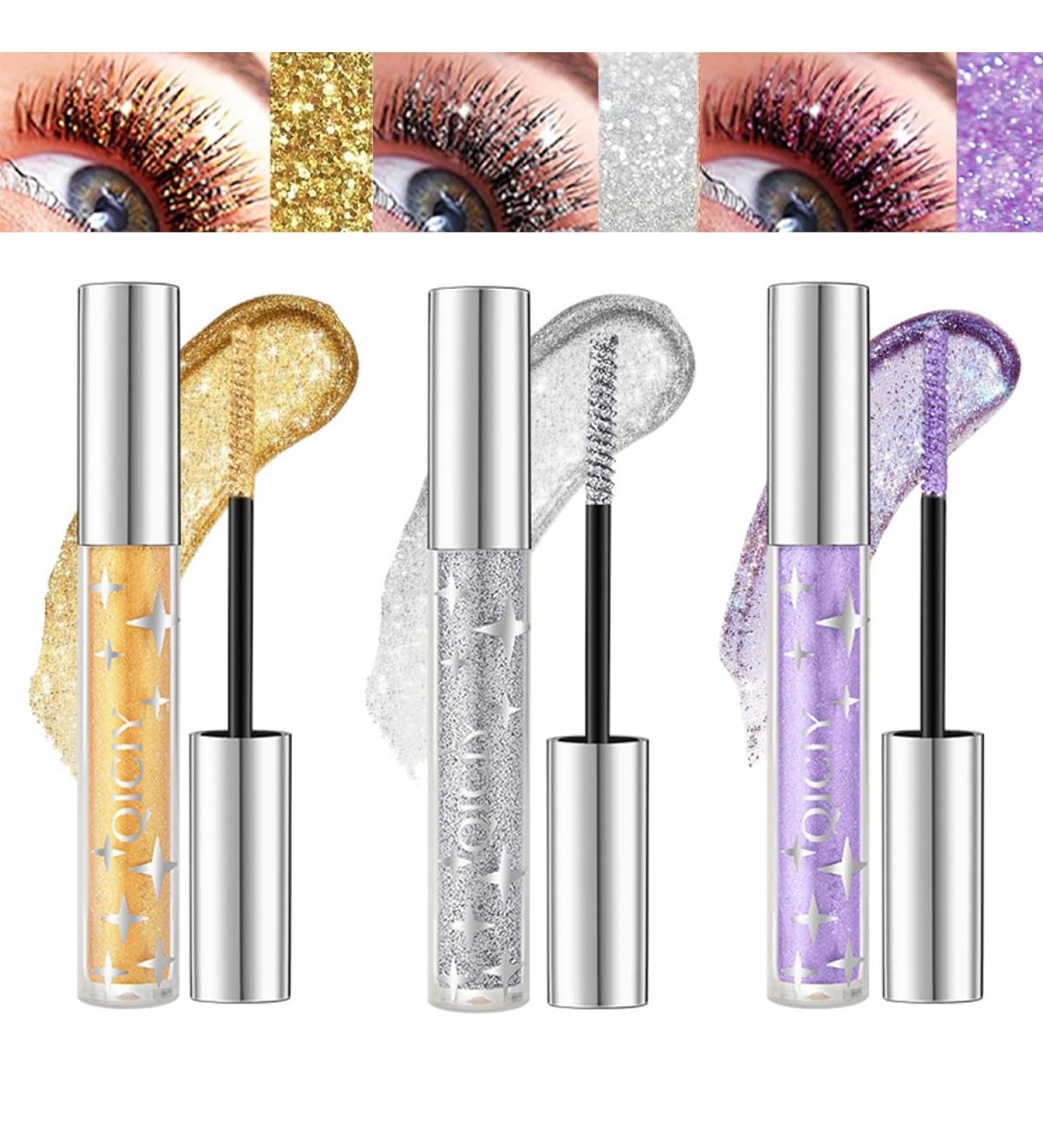 Pakivs 3Pcs Glitter Shimmer Colorful Eyelash Mascara 3 Colors Diamond Mascara Long Lasting Waterproof Pearlescent Mascara Quick Dry Shimmer Eye Makeup for Cosplay - Buy Online on GoSupps.com