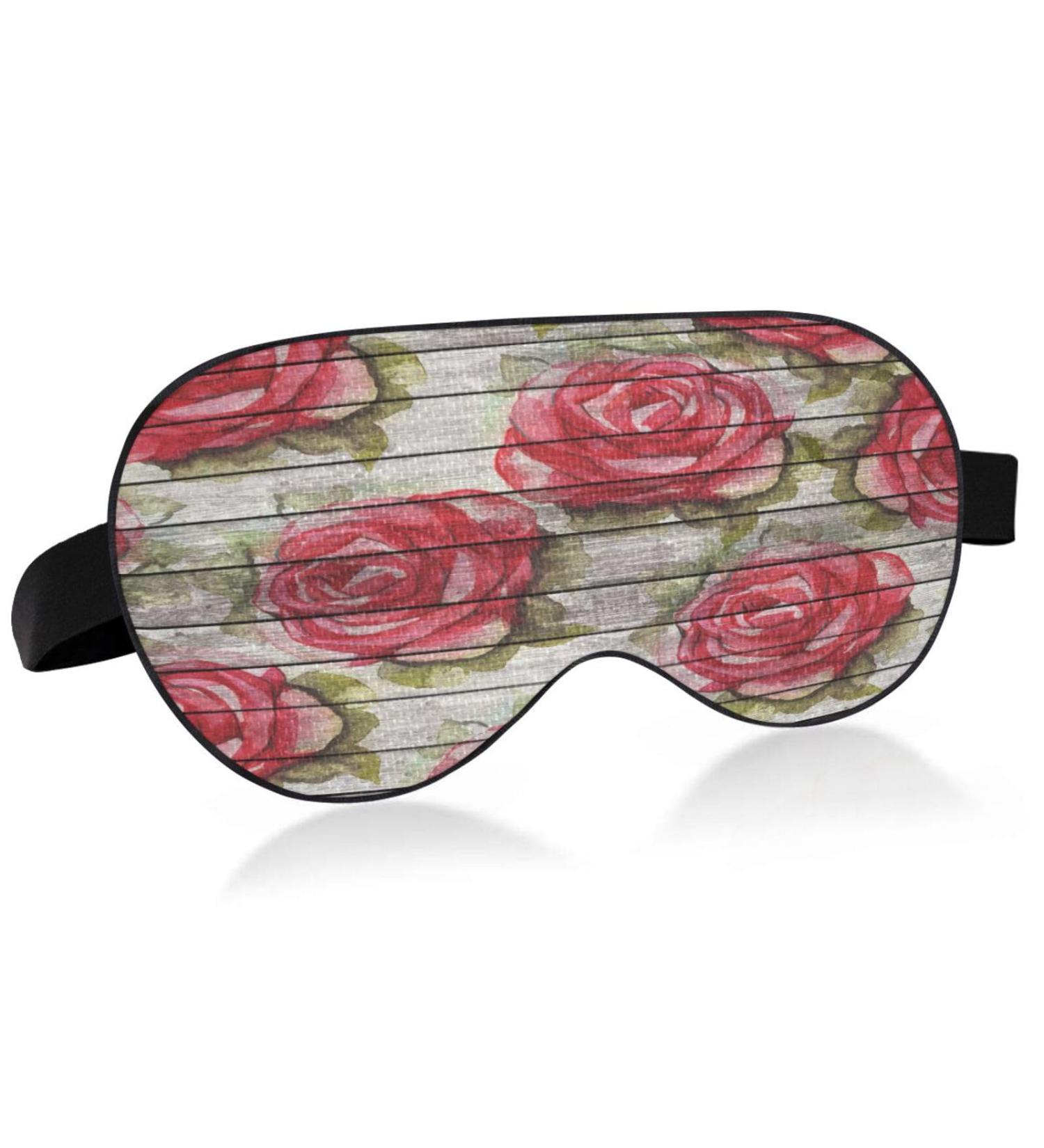 Wooden Floral Rose Sleep Mask | Soft Comfort Eye Shade Cover | Adjustable Strap for Men and Women - Buy Online on GoSupps.com