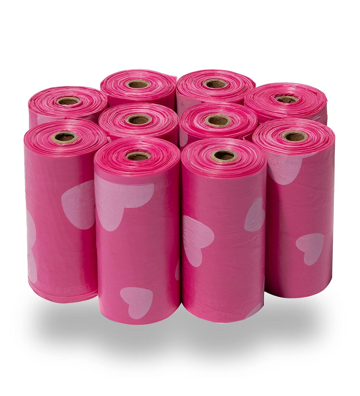 Pet Supplies Pink Heart Plastic Dispenser - 150 Poop Bags (10 Packs) - Convenient & Stylish Solution - Buy Online on GoSupps.com