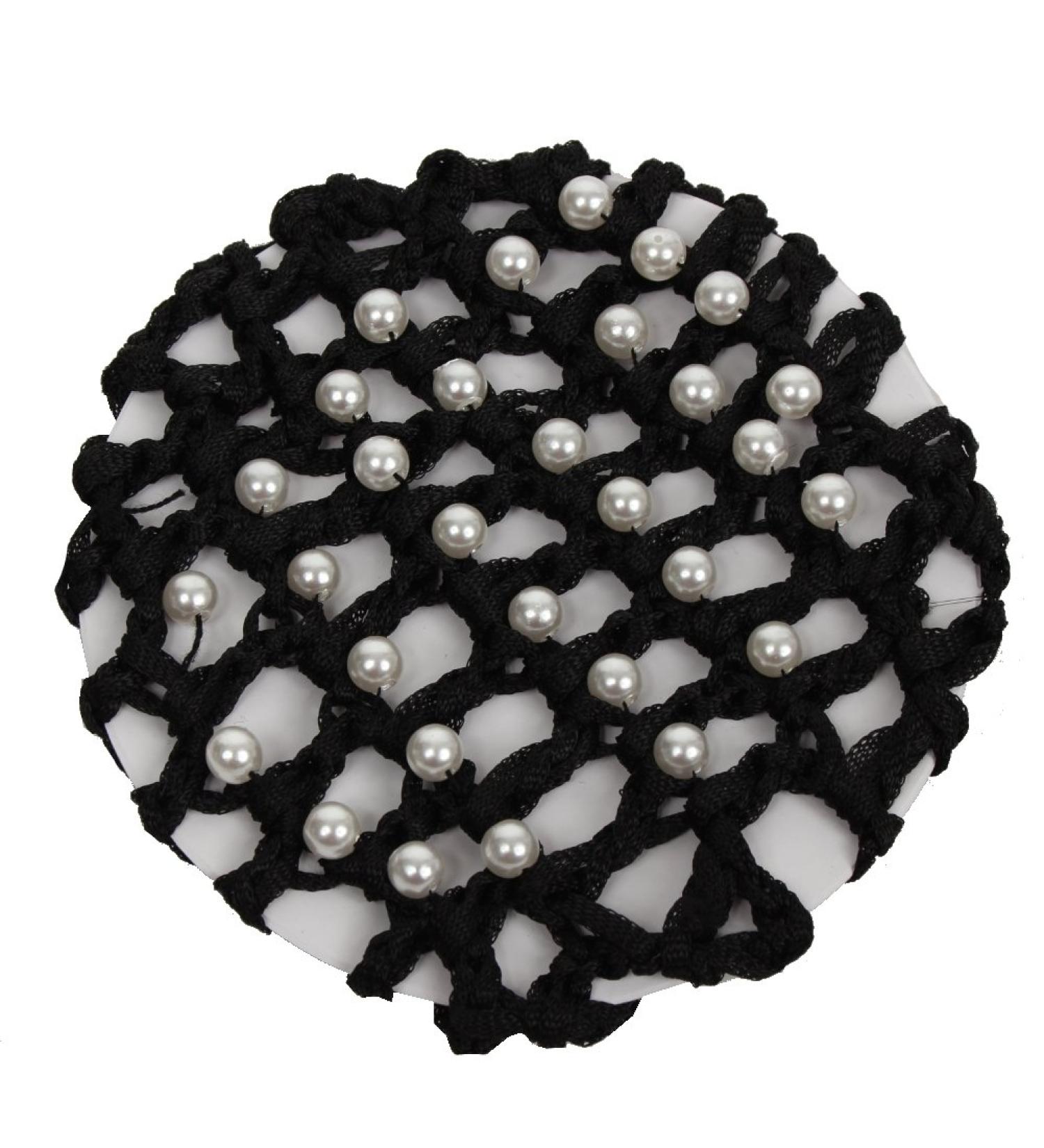 JUSTFOX - Bun net hair net bun hairstyle aid fabric knot net black with pearls