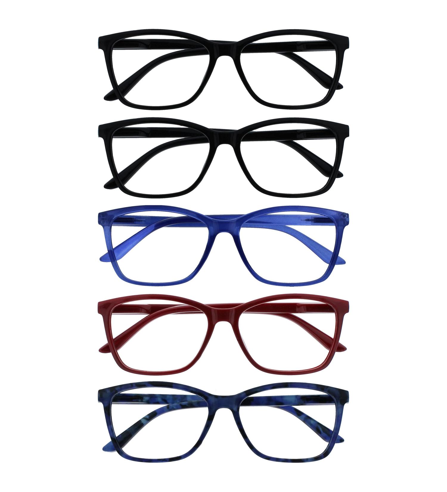 5-Pack Big Men s Reading Glasses - Black Blue Chestnut Brown Red - Spring Hinges +2.00 Diopters - Buy Online on GoSupps.com