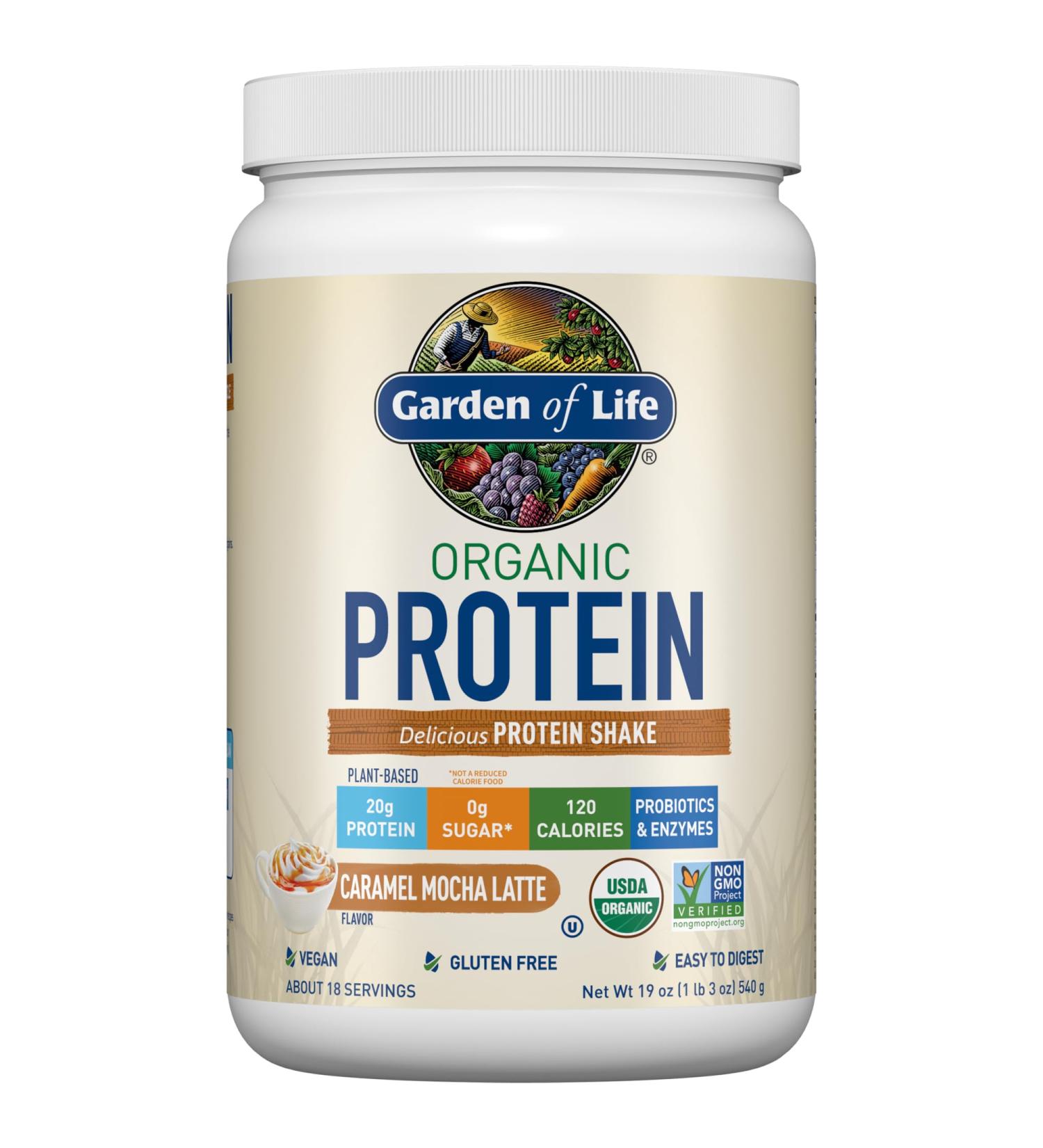 Garden of Life Vegan Protein Powder - Caramel Mocha Latte | 20g Plant Protein BCAAs Probiotics & Digestive Enzymes | Gluten-Free Non-GMO - Shop Internationally - Buy Online on GoSupps.com