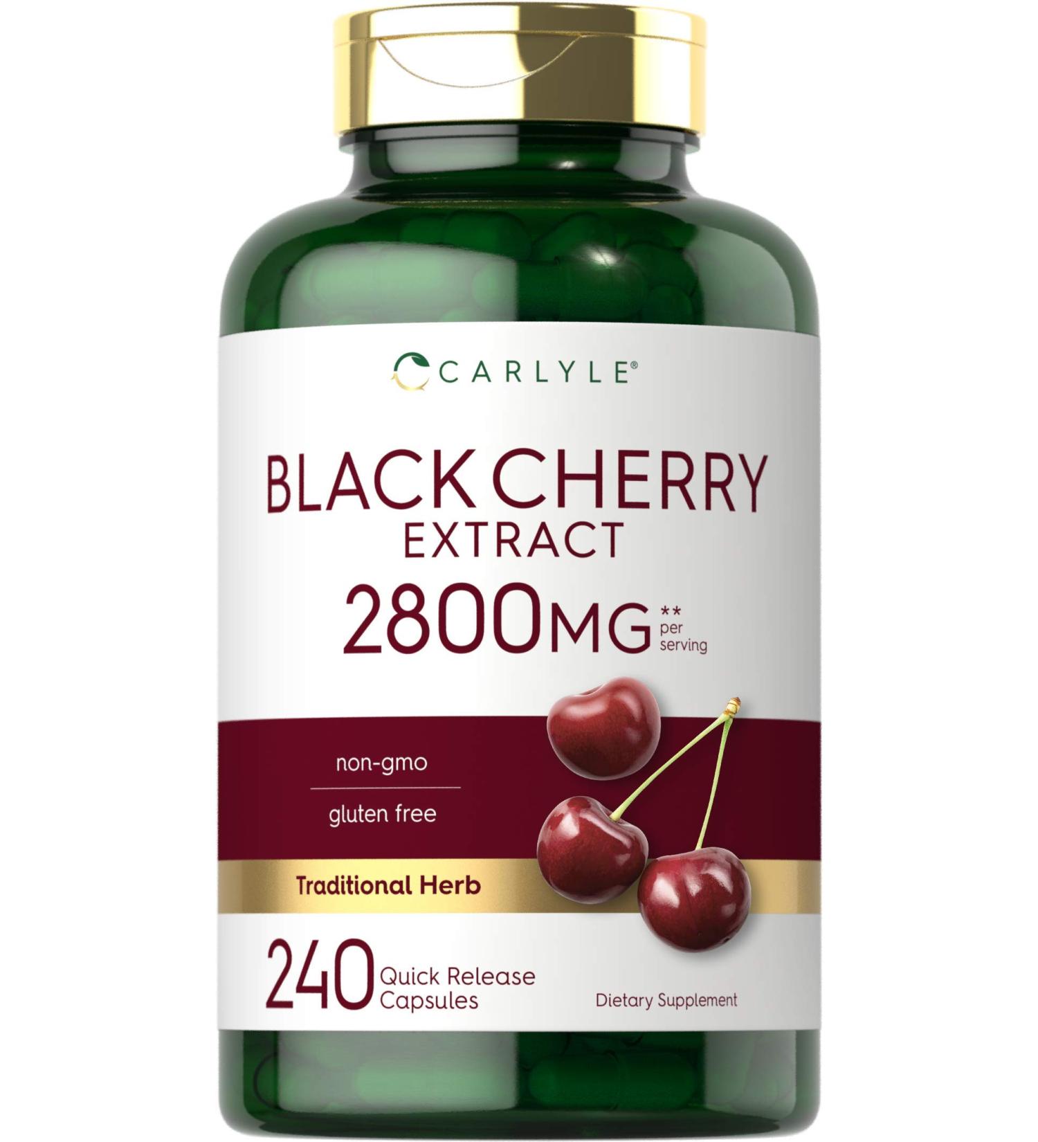 Black Cherry Extract Concentrate 2800mg | 240 Capsules | Non-GMO & Gluten Free | Prunus Serotina Supplement - Buy Online on GoSupps.com