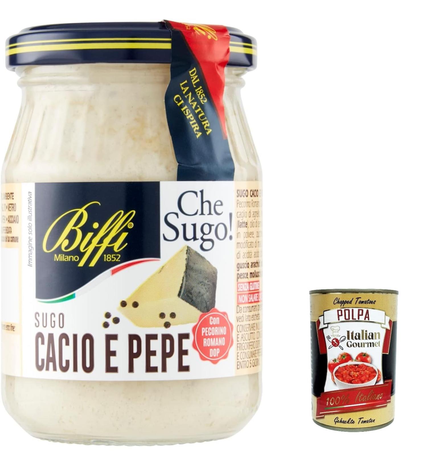  Italian Gourmet E.R. Set of 6 Biffi Sugo Cacio e Pepe Sauces with Pecorino Romano Dop Cream 190g + Italian Gourmet Pulpa 400g - Buy Online on GoSupps.com