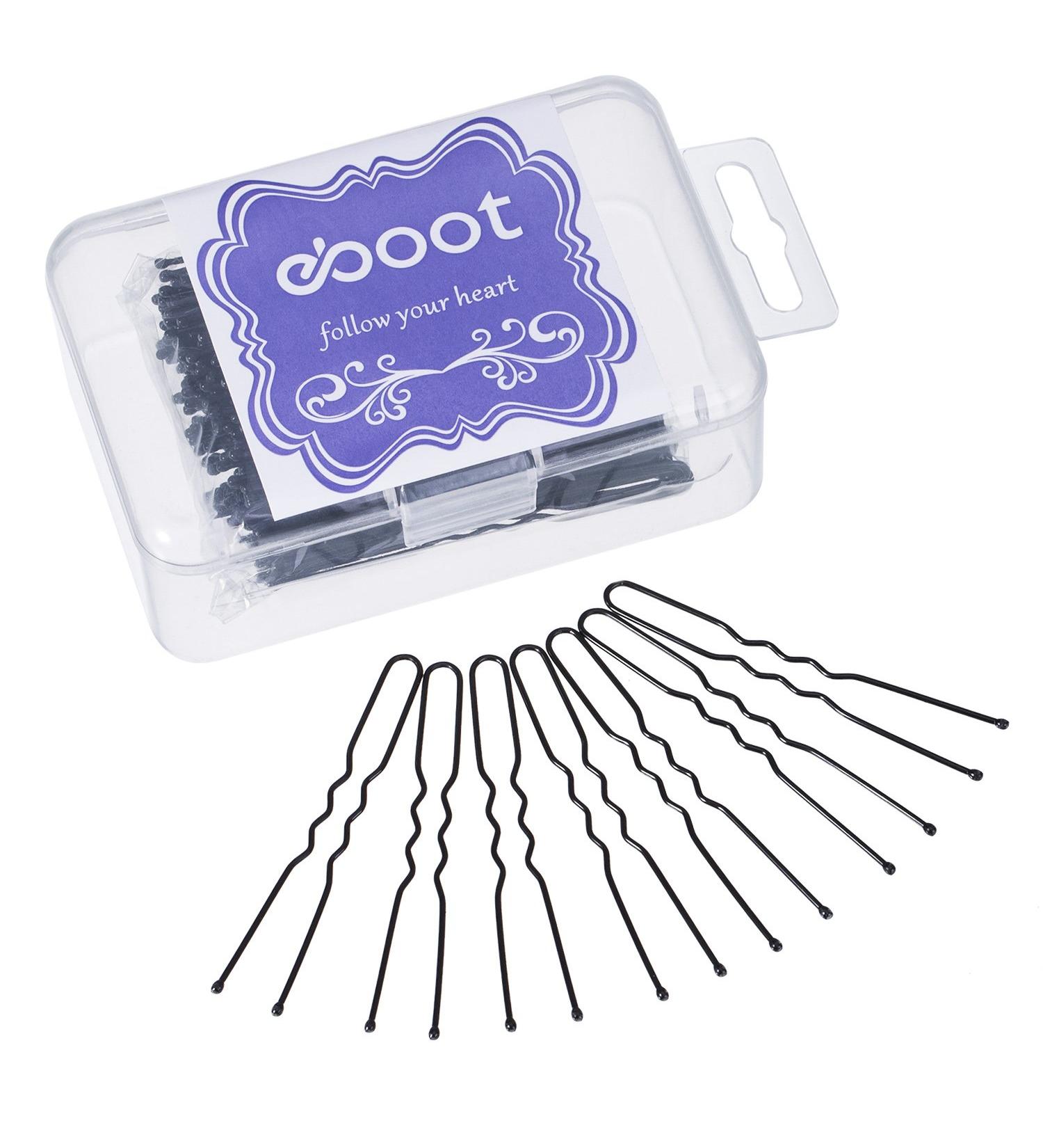 100 Pack Black U Shaped Bun Hair Pins (6 cm) with Storage Box and Bag - 100 Count - Buy Online on GoSupps.com
