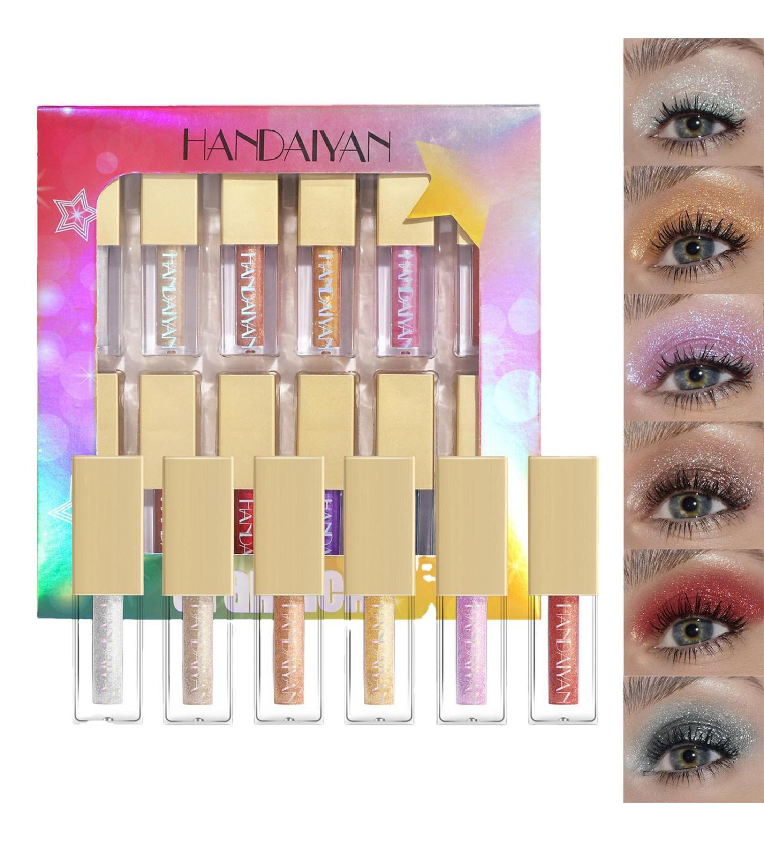 Liquid Eyeshadow 12 Colors Sparkling Shimmer Eye Shadow - Brilliant Highlighter Eye Shadow Eye Shadow Kit Quick-Drying Long Lasting Easy to Apply Crystals Eyeshadow Eyes Make Up Kit Frifer - Buy Online on GoSupps.com
