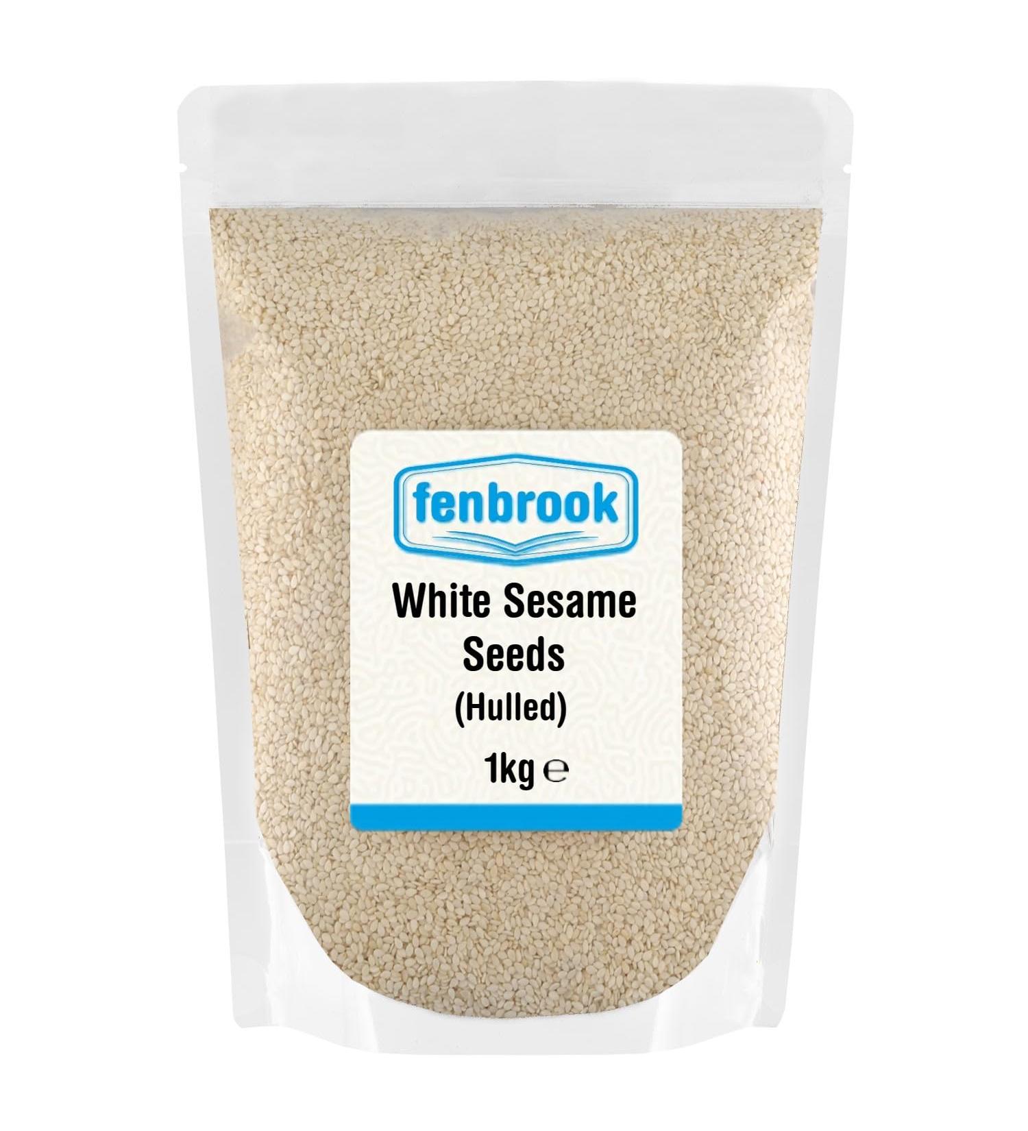 White (Hulled) Sesame Seeds 1kg by Fenbrook