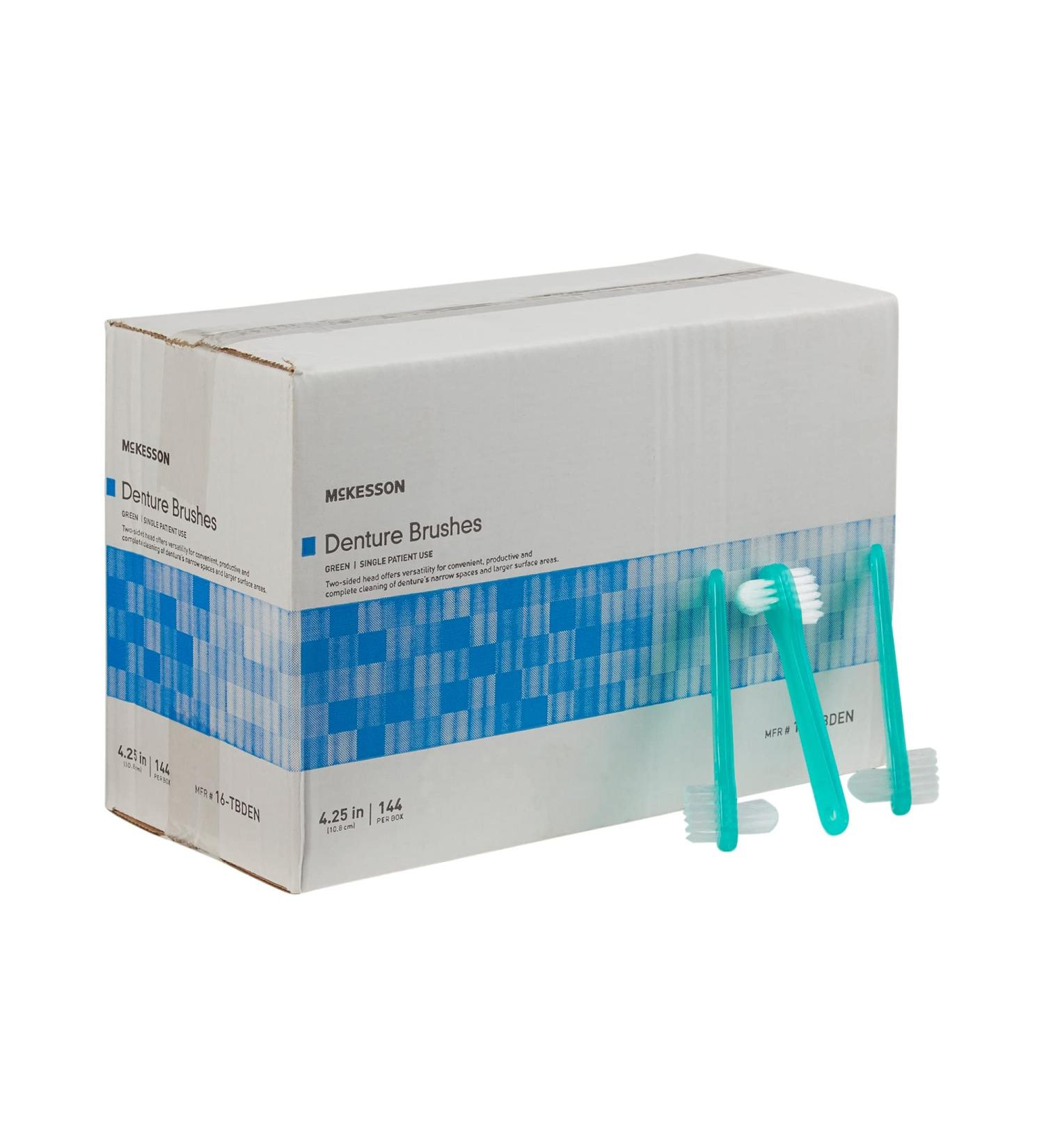 McKesson Denture Brushes 2-Sided Bristle Green 144 Count - Bulk Pack for Dental Care - Buy Online on GoSupps.com