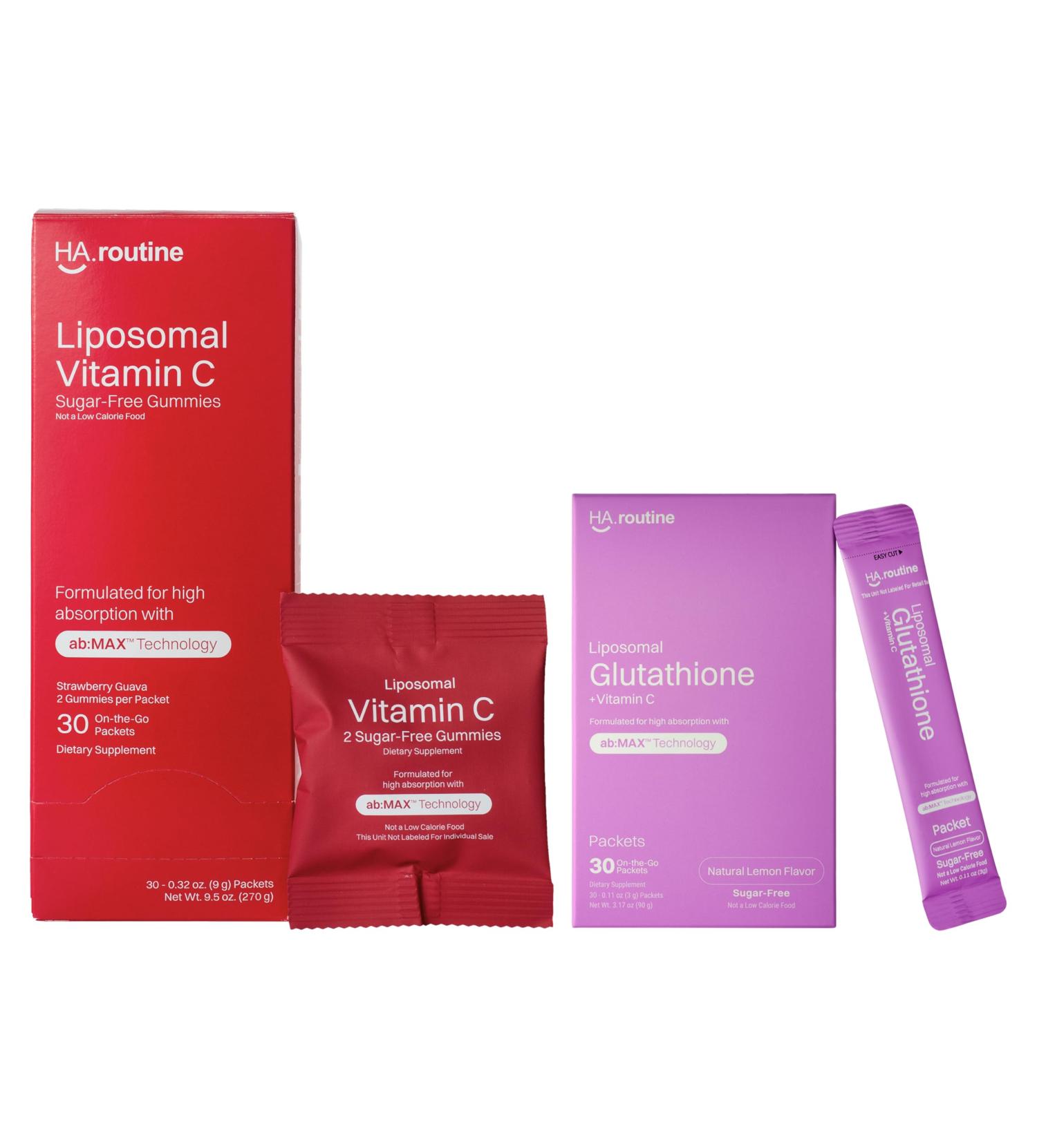 Haroutine Liposomal Vitamin C & Liposomal Glutathione - Powerful Antioxidant Supplement for Immune Health Skin & Beauty Health - Buy Online on GoSupps.com