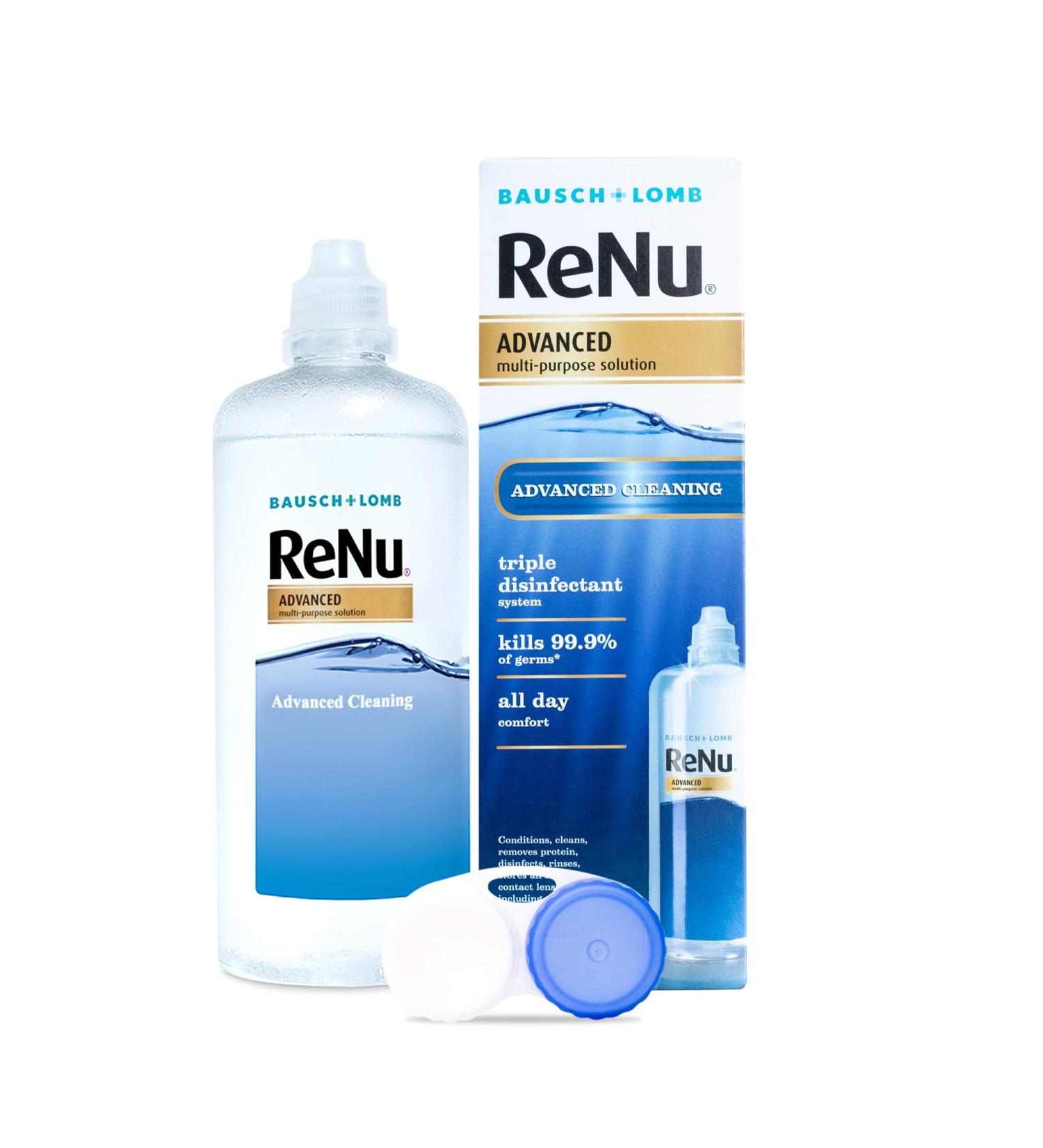 ReNu Advanced Multi Purpose Contact Lens Solution More Than Clean For Soft Contact Lenses Condition Clean Remove Protein Disinfect Rinse and Store Your Lenses Lens Case Included 1 x 360 ml 1 x 360ml - Buy Online on GoSupps.com
