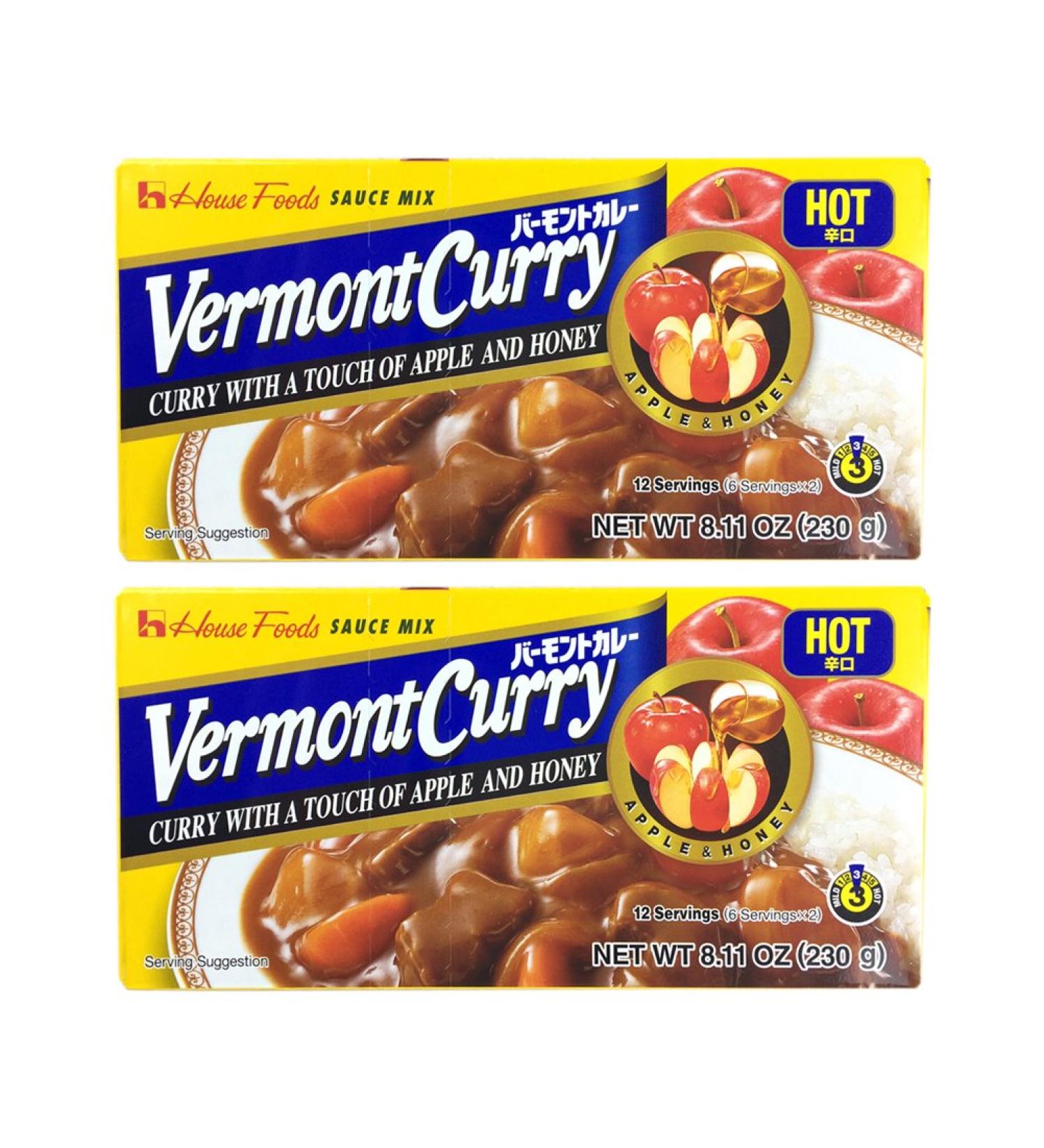 House Foods Vermont Curry Hot 8.11 Oz (230g) - Pack of 2 | Authentic Japanese Curry Sauce - Buy Online on GoSupps.com