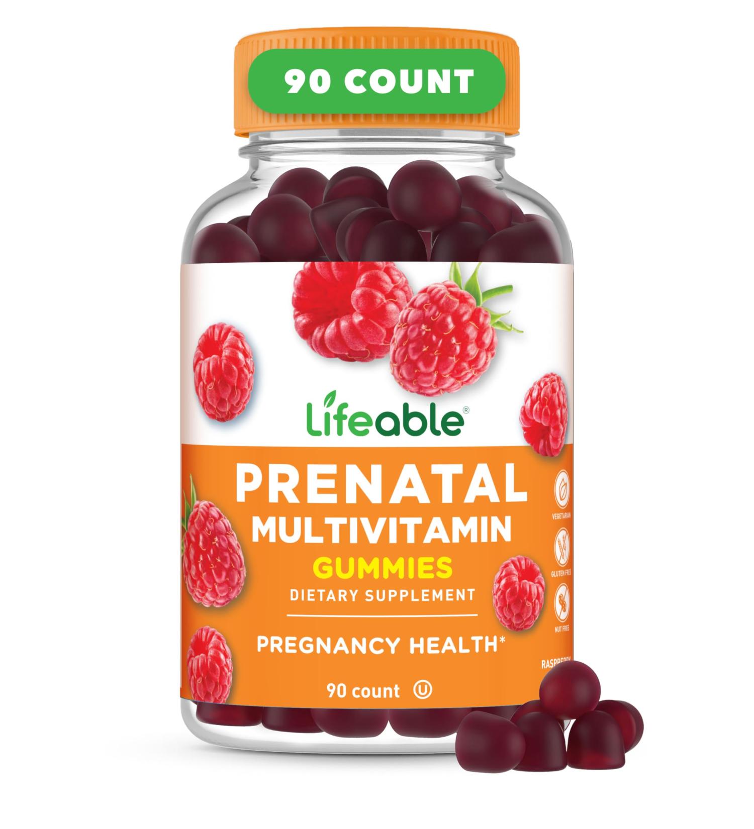 Lifeable Prenatal Multivitamin with Iron and Choline | Great Tasting prenatal Vitamins for Women | Vegetarian Non-GMO prenatal Gummies | 90 Gummies - Buy Online on GoSupps.com