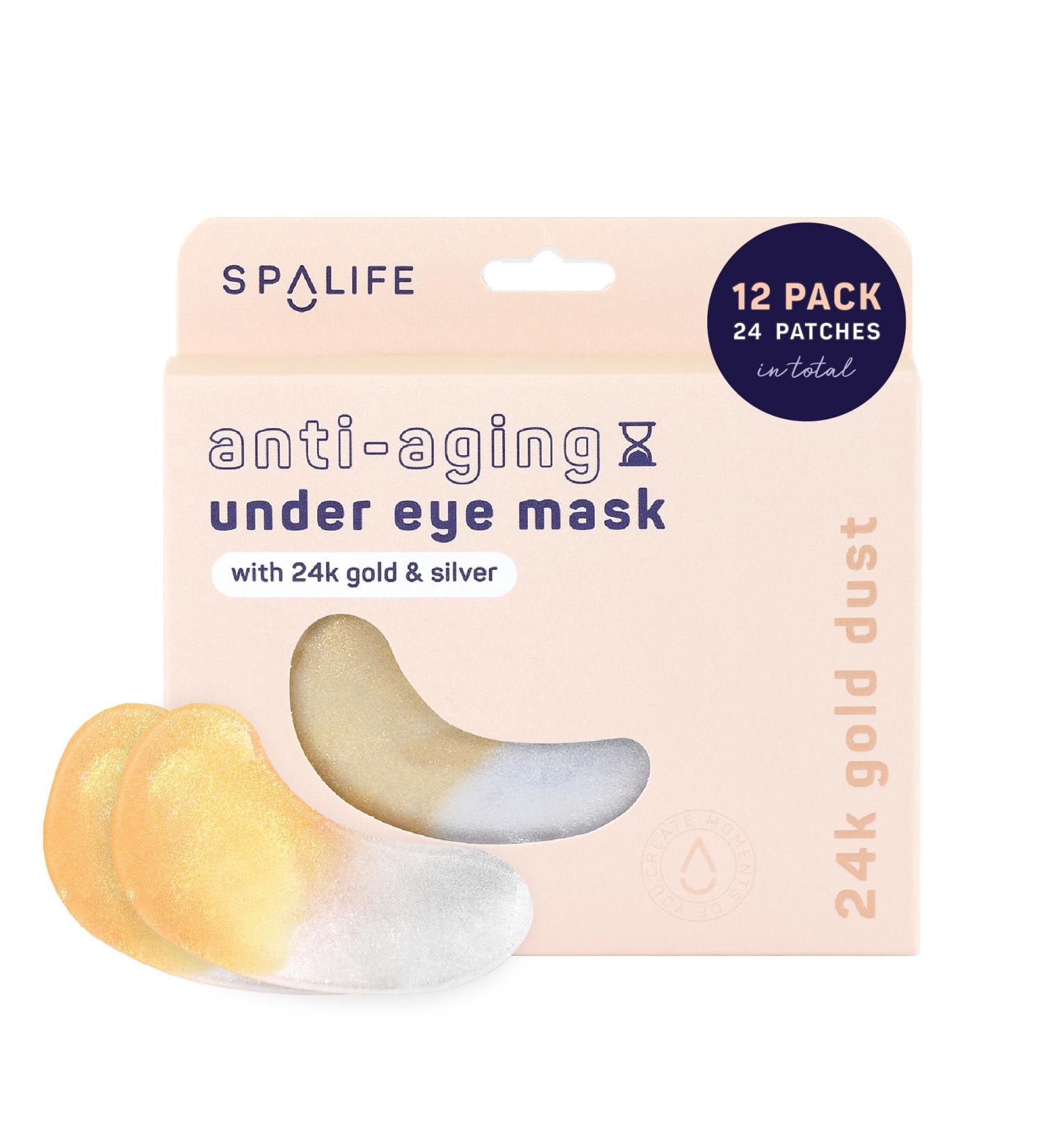 SpaLife Beauty Anti-Aging Under Eye Masks - 24K Gold Hydrogel Eye Patches for Fine Lines & Dullness - 24 Pairs Skincare Treatment - Buy Online on GoSupps.com