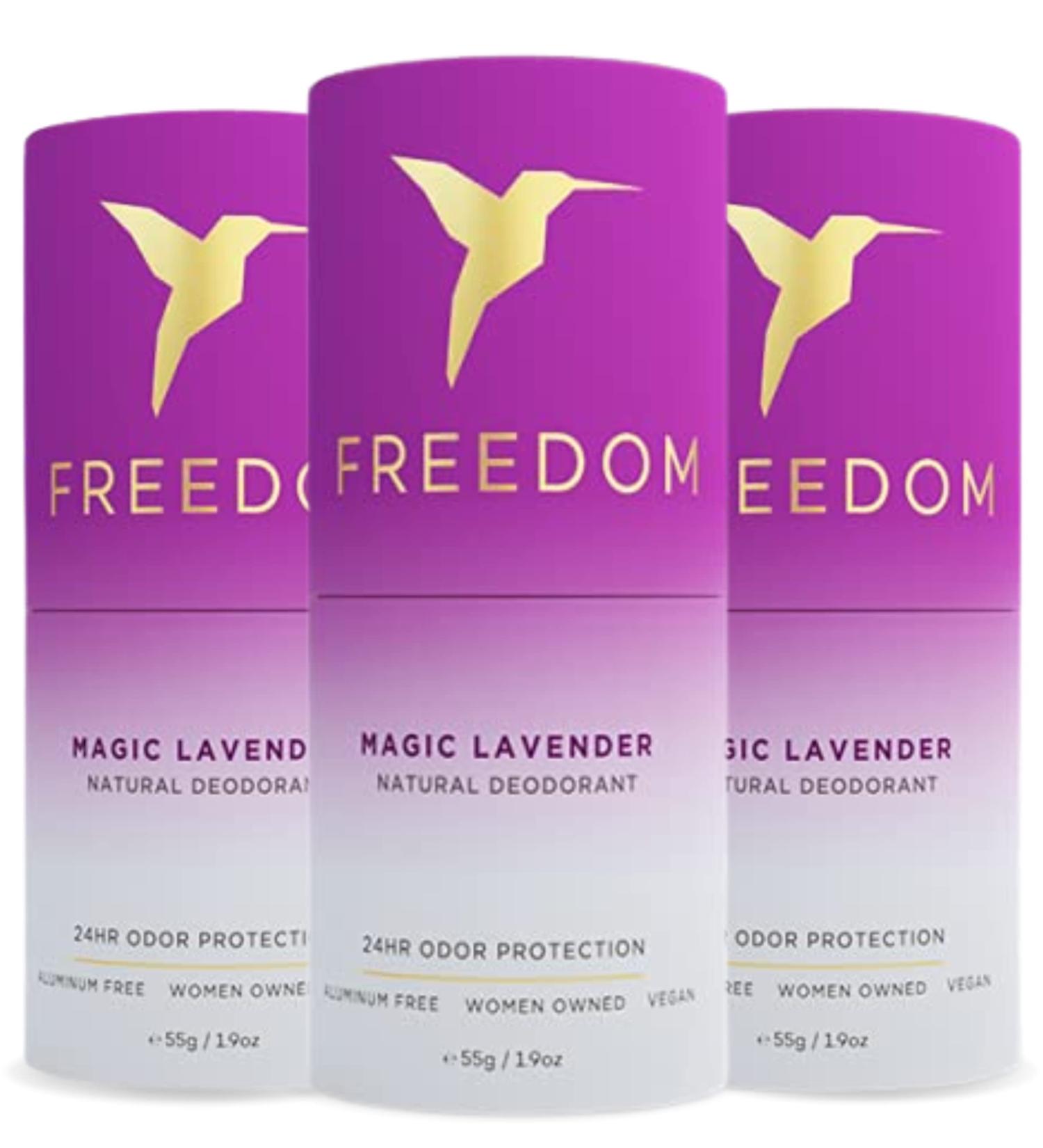 Freedom Deodorant | 100% Natural Deodorant for Women for Sensitive Skin Made Aluminum Free with Baking Soda and Essential Oils Lightening and Brightening | Lavender Eco Paper - 3 PACK Lavender 3 Pack - Buy Online on GoSupps.com