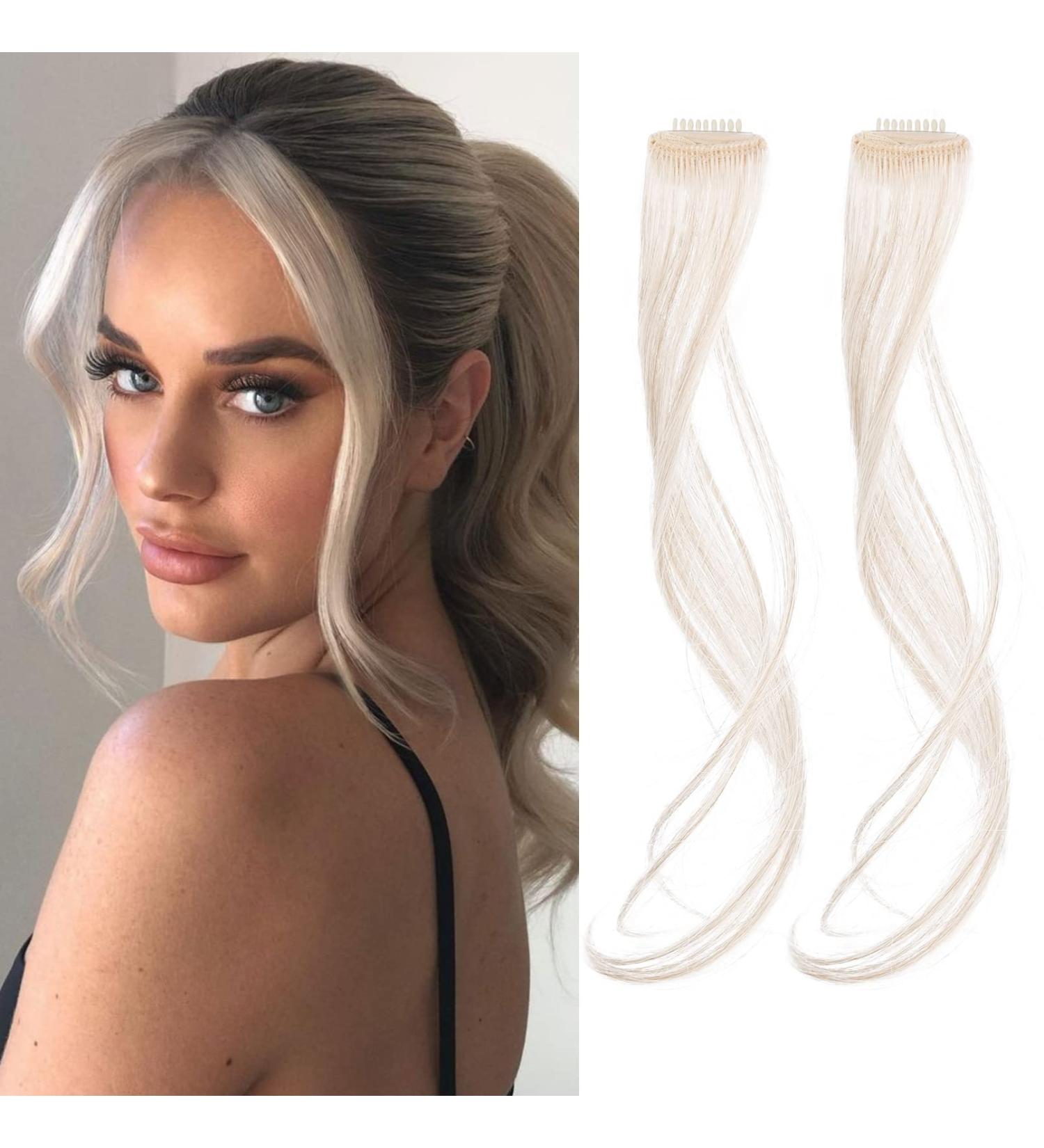REECHO Long Wavy Curly Clip in Curtain Bangs - Pearl Platinum 12 Inch (2 PCS Set) for Women - Buy Online on GoSupps.com