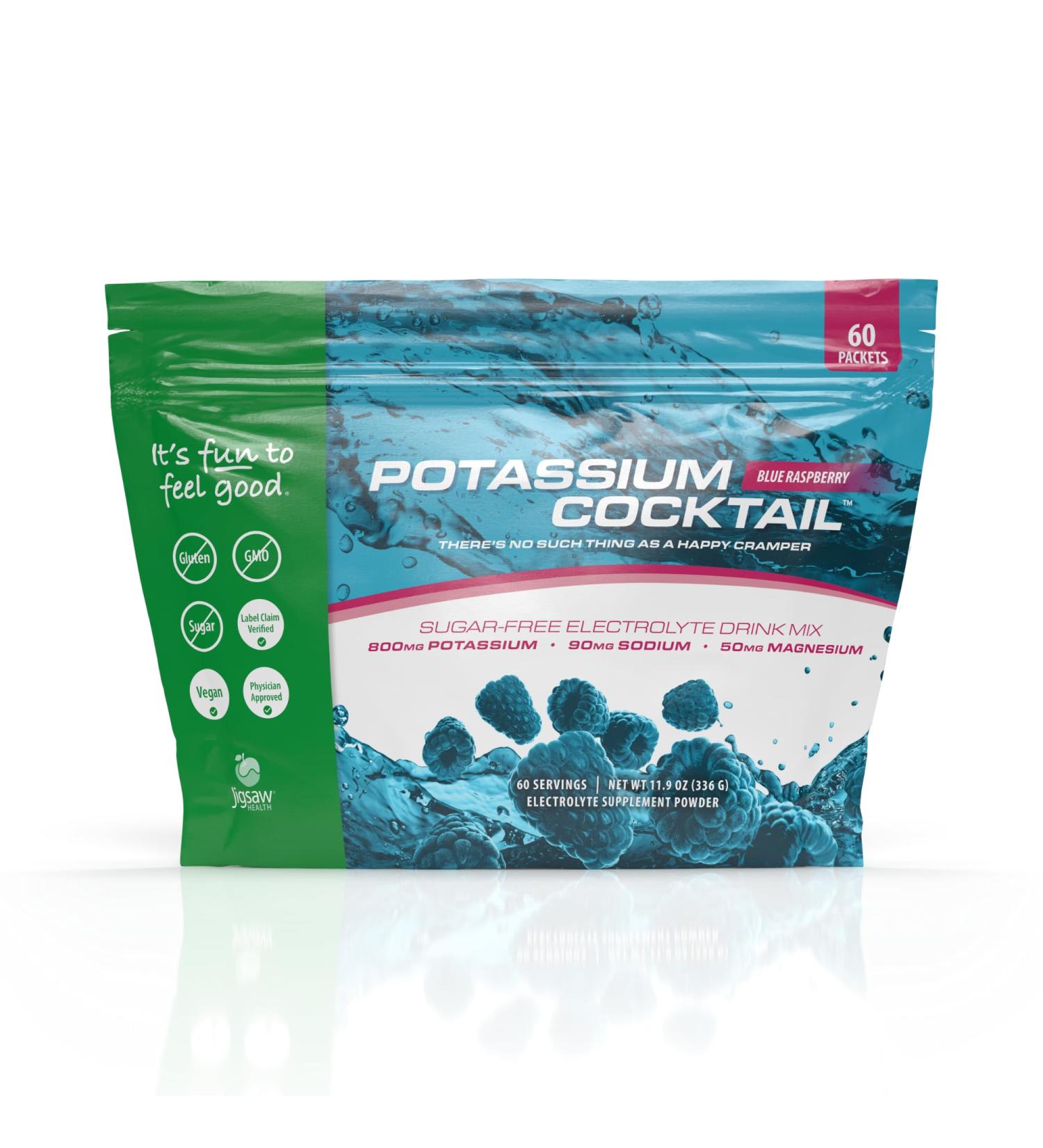 Jigsaw Health Potassium Cocktail | Formerly Pickleball Cocktail | Blue Raspberry Flavor | 60 Servings (Packets) - Buy Online on GoSupps.com