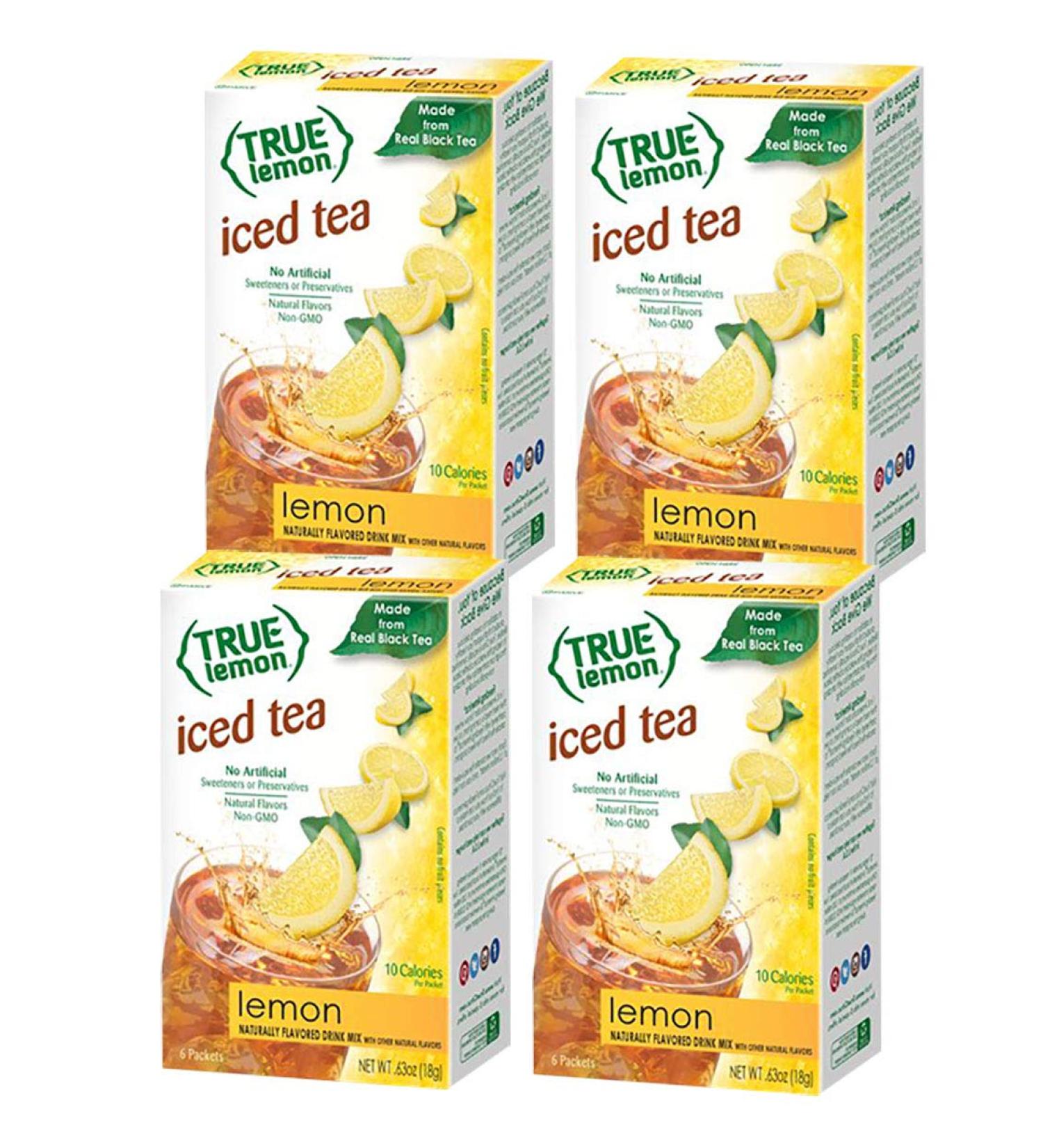 LEMON ICED TEA MIX by TRUE LEMON | Instant Powdered Drink Packets - Low in calory - 1g Suger, 24ct of Mouth Watering True Citrus LEMON (ICED TEA), Pack of 4 - Buy Online on GoSupps.com