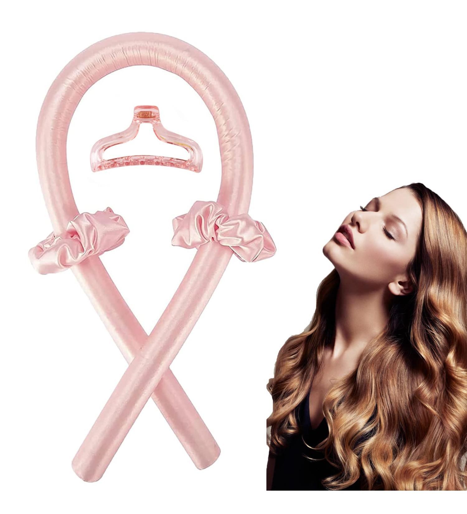 Silk Ribbon Pink Heatless Hair Curler - Soft Rubber Hair Rollers for Sleeping Curls - Buy Online on GoSupps.com
