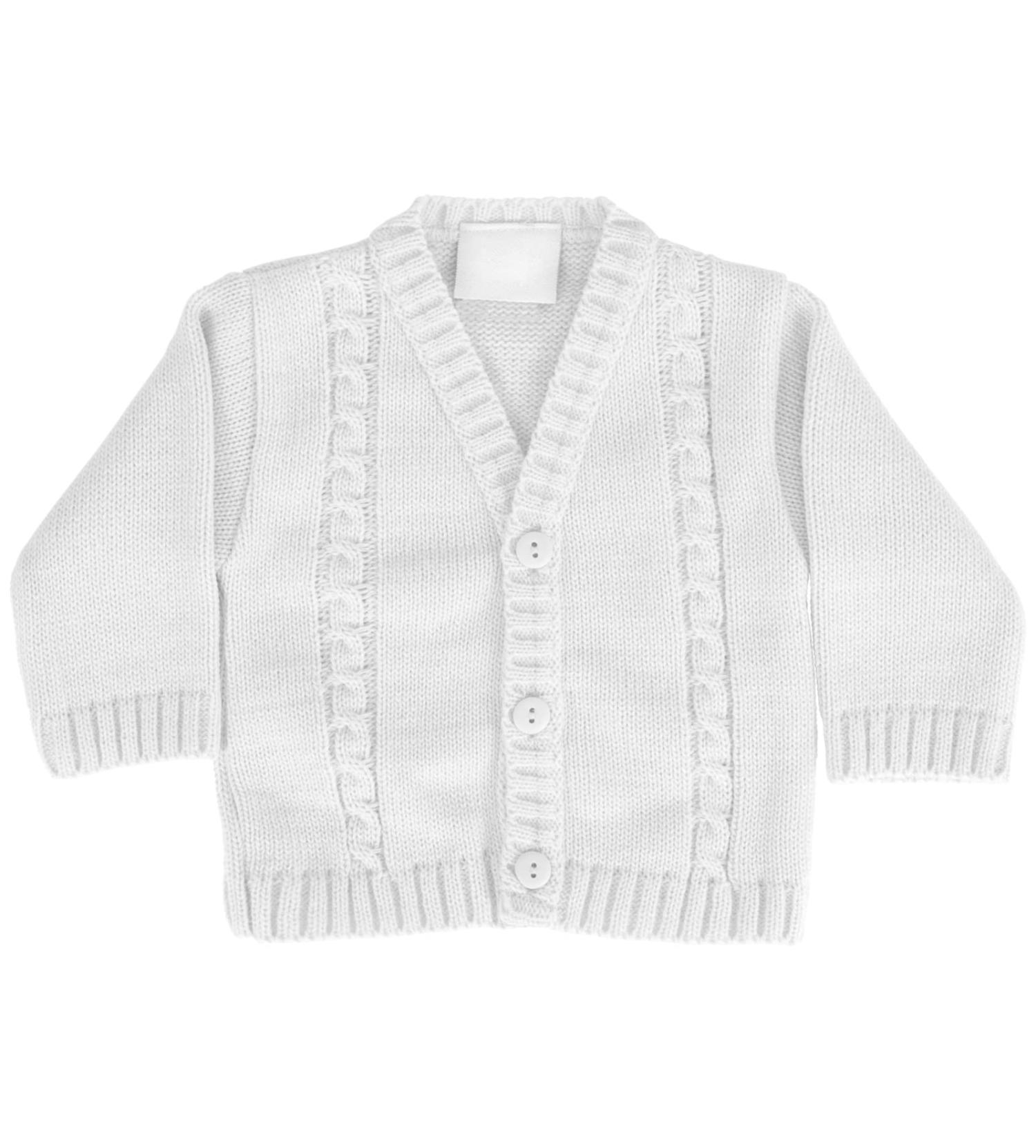 Baby Boys Winter Knitted Cardigan | Cable Knit Knitwear | Made in Portugal | White Newborn 0 Months - Buy Online on GoSupps.com