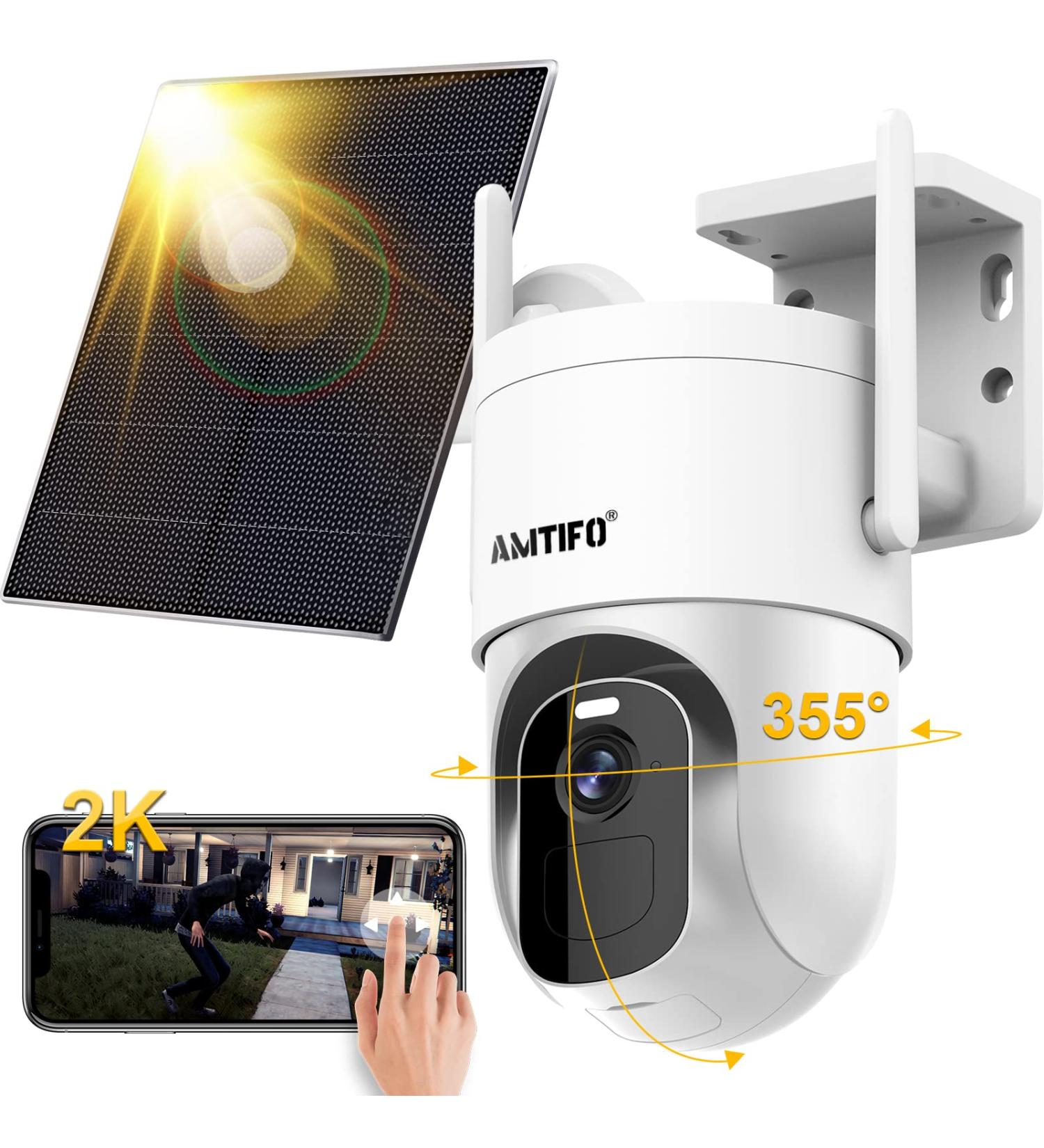AMTIFO Solar Wireless Outdoor Security Camera - 2K WiFi Surveillance System with Motion Detection and Color Night Vision - Buy Online on GoSupps.com