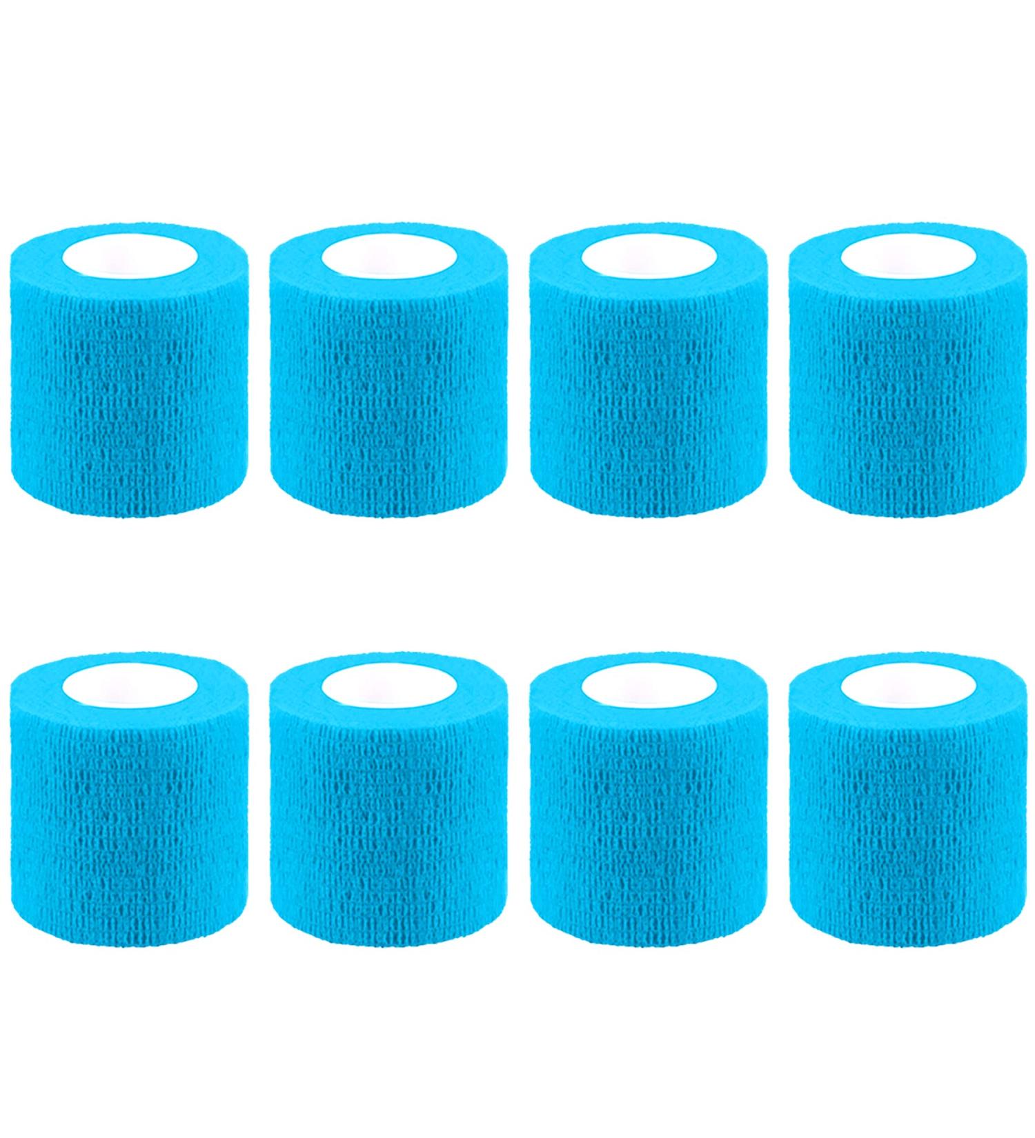 Buy BQTQ 8 Roll Self-Adhering Cohesive Bandage - Elastic Tape for Finger Hand & Toes (Light Blue 5cm x 4.5m) | Fast International Shipping - Buy Online on GoSupps.com