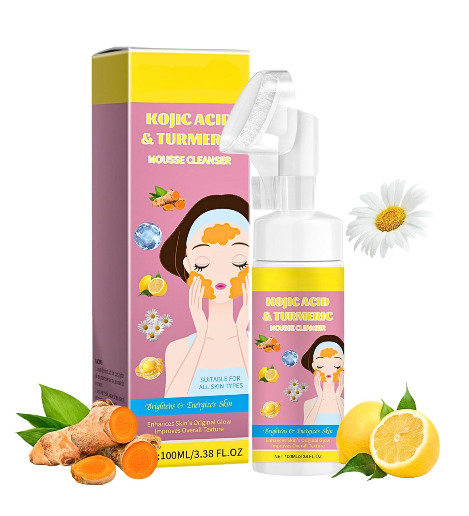 Kojic Acid & Turmeric Face Wash Foaming Cleanser Turmeric Facial Cleanser Gentle Foaming Face Wash for Oily Skin Acne Prone Skin Turmeric Mousse Cleanser for Dark Spots Removes Excess Oil - Buy Online on GoSupps.com