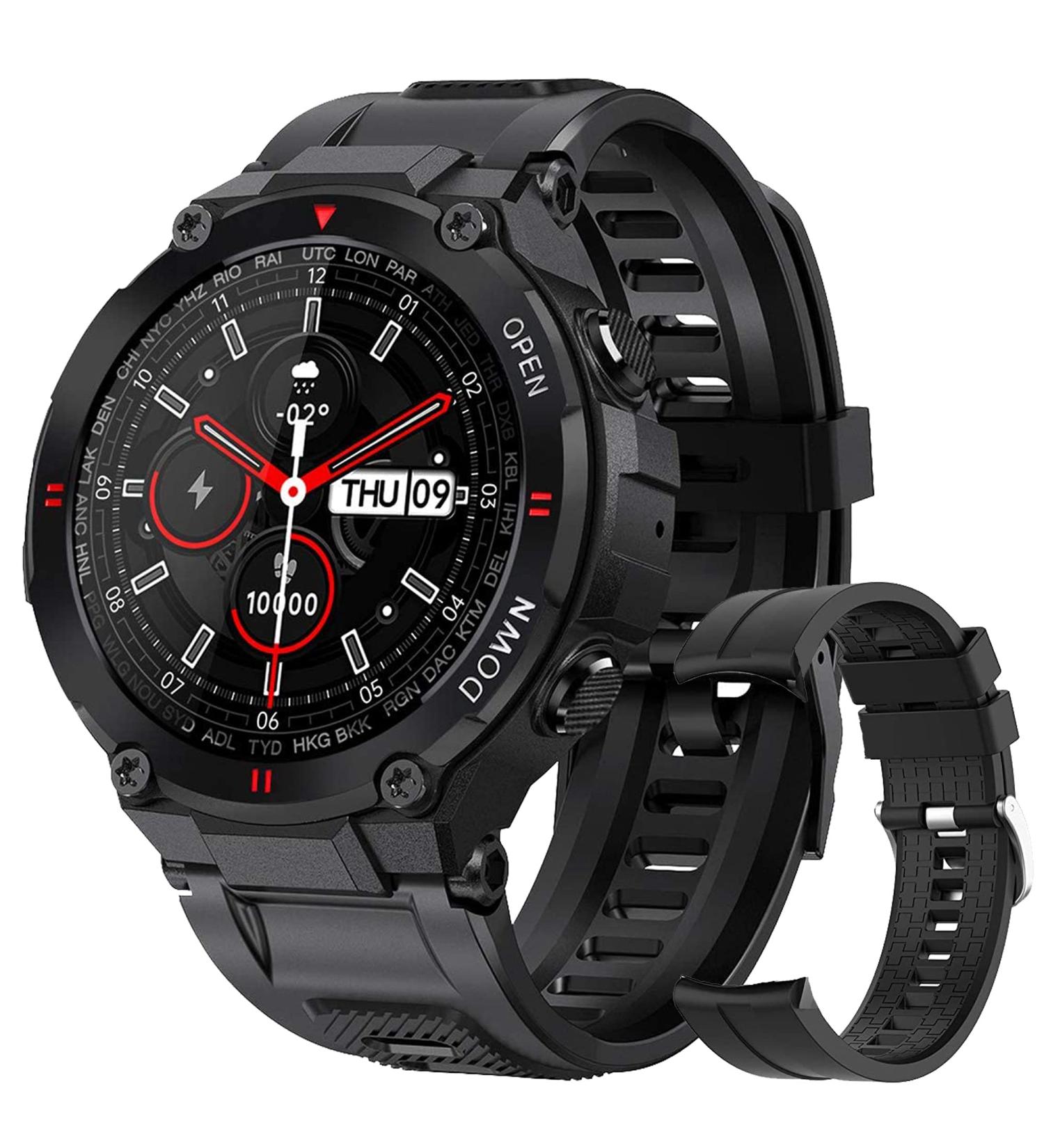 Men's Waterproof Sports Smart Watch with Heart Rate Monitor - Black - Buy Online on GoSupps.com