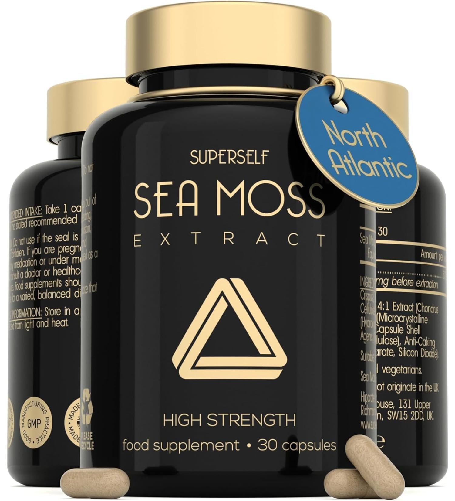 Sea Moss Capsules High Strength - Wildcrafted Irish Sea Moss Tablets - 30 Capsules One a Day - 2000mg Sea Moss Capsule - North Atlantic Seamoss Supplement - Vegan & UK Made 30 count (Pack of 1) - Buy Online on GoSupps.com